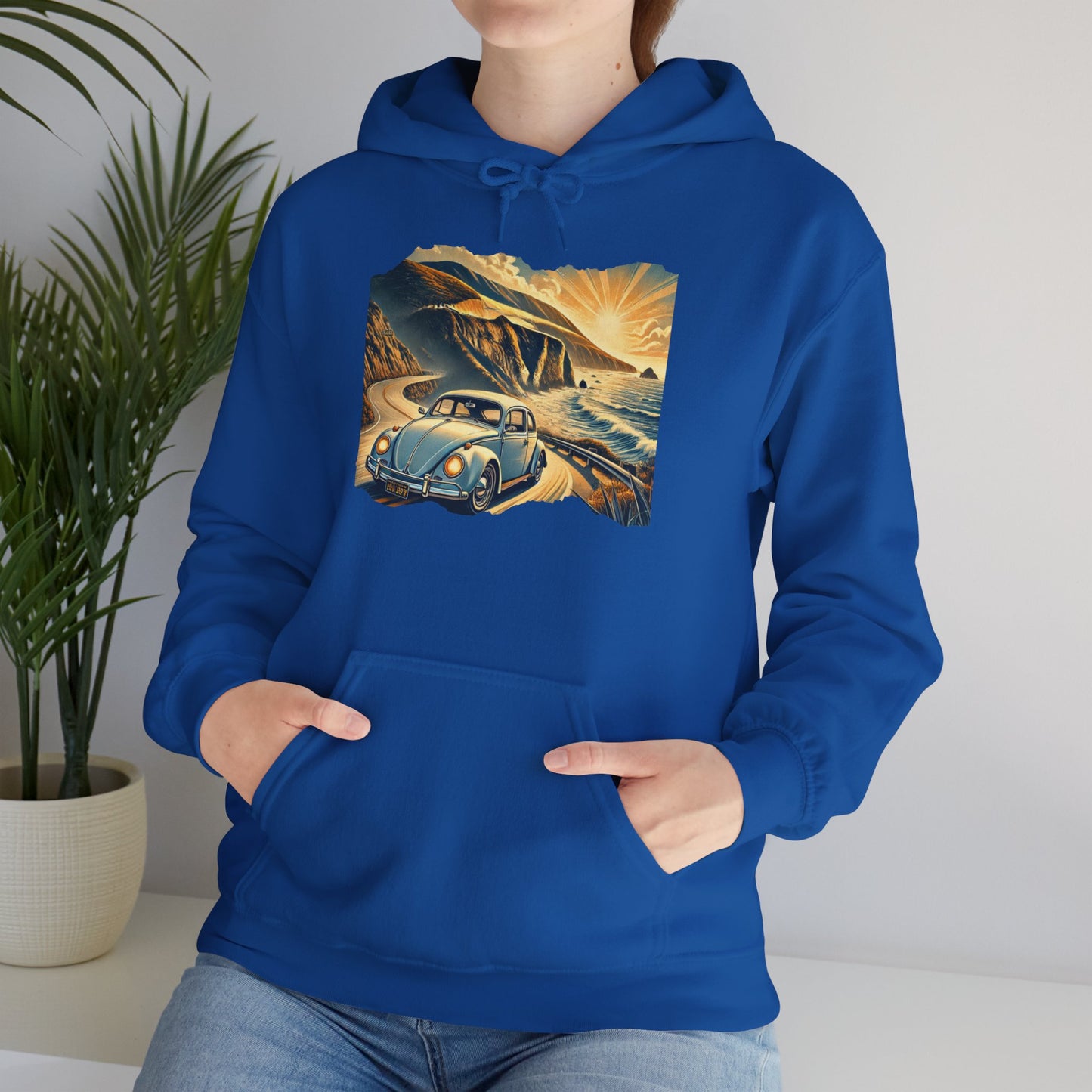 Coastal Cruise Vintage VW Hoodie, Retro California Road Trip Style, Vintage Car Adventure Hooded Sweatshirt | Cozy Unisex Hoodie | Retro Travel Gift | Road Trip Apparel | Ideal for Holidays and Celebrations