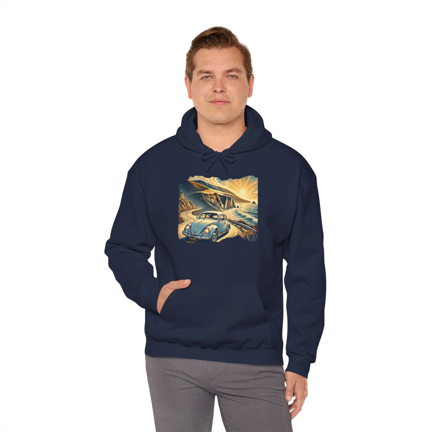 Coastal Cruise Vintage VW Hoodie, Retro California Road Trip Style, Vintage Car Adventure Hooded Sweatshirt | Cozy Unisex Hoodie | Retro Travel Gift | Road Trip Apparel | Ideal for Holidays and Celebrations