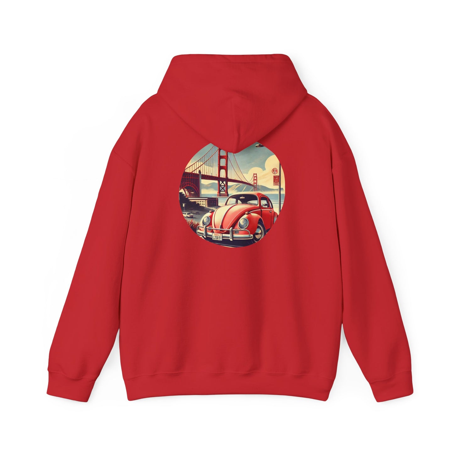 Golden Gate Cruiser VW Sweatshirt, Vintage San Francisco Road Trip Style, Unisex Heavy Blend™ Hooded Sweatshirt