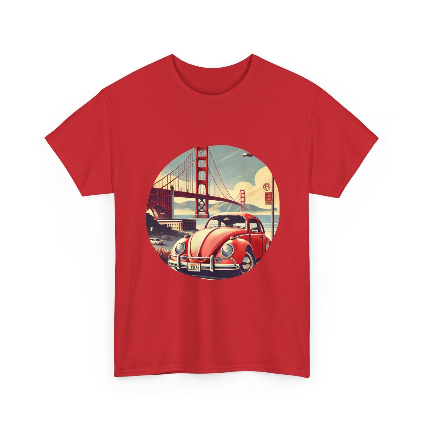 Golden Gate Cruiser VW T-Shirt, Retro San Francisco Vintage Car Design, Retro Car Vibes Unisex Heavy Cotton Tee, Graphic Tee, Vintage T-Shirt, Casual Wear, Gift for Car Lovers