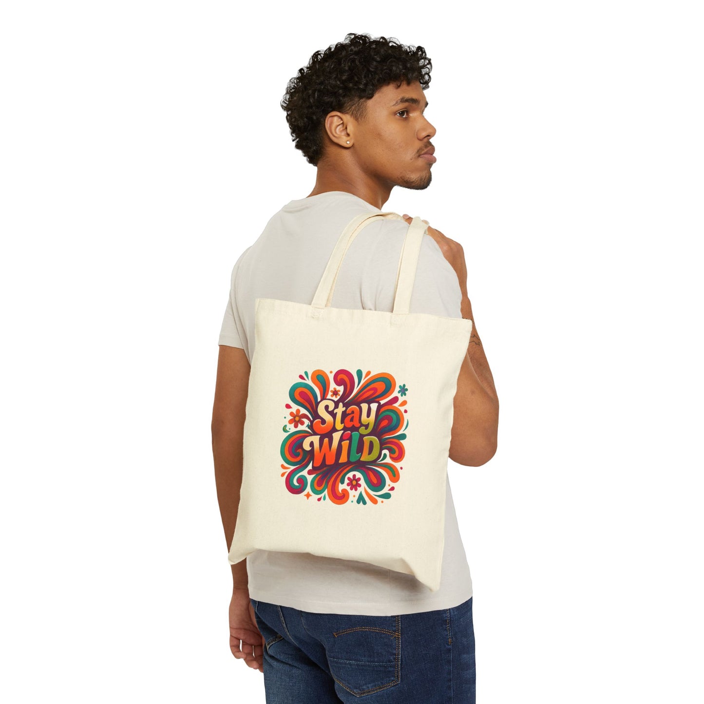 Stay Wild Retro Tote Bag Cotton Canvas Tote Bag