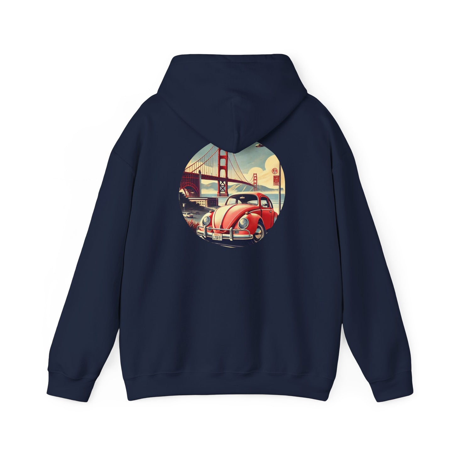 Golden Gate Cruiser VW Sweatshirt, Vintage San Francisco Road Trip Style, Unisex Heavy Blend™ Hooded Sweatshirt
