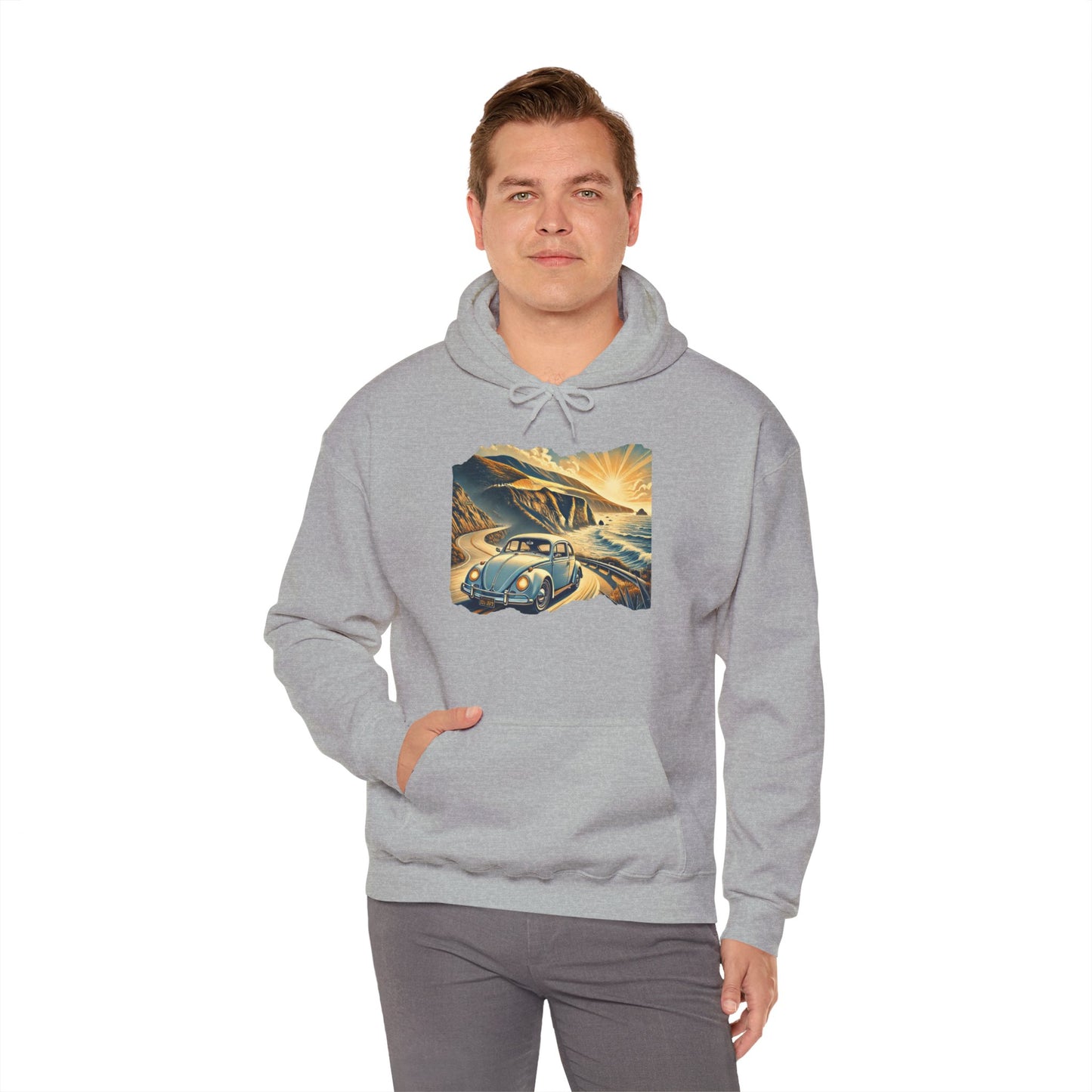 Coastal Cruise Vintage VW Hoodie, Retro California Road Trip Style, Vintage Car Adventure Hooded Sweatshirt | Cozy Unisex Hoodie | Retro Travel Gift | Road Trip Apparel | Ideal for Holidays and Celebrations