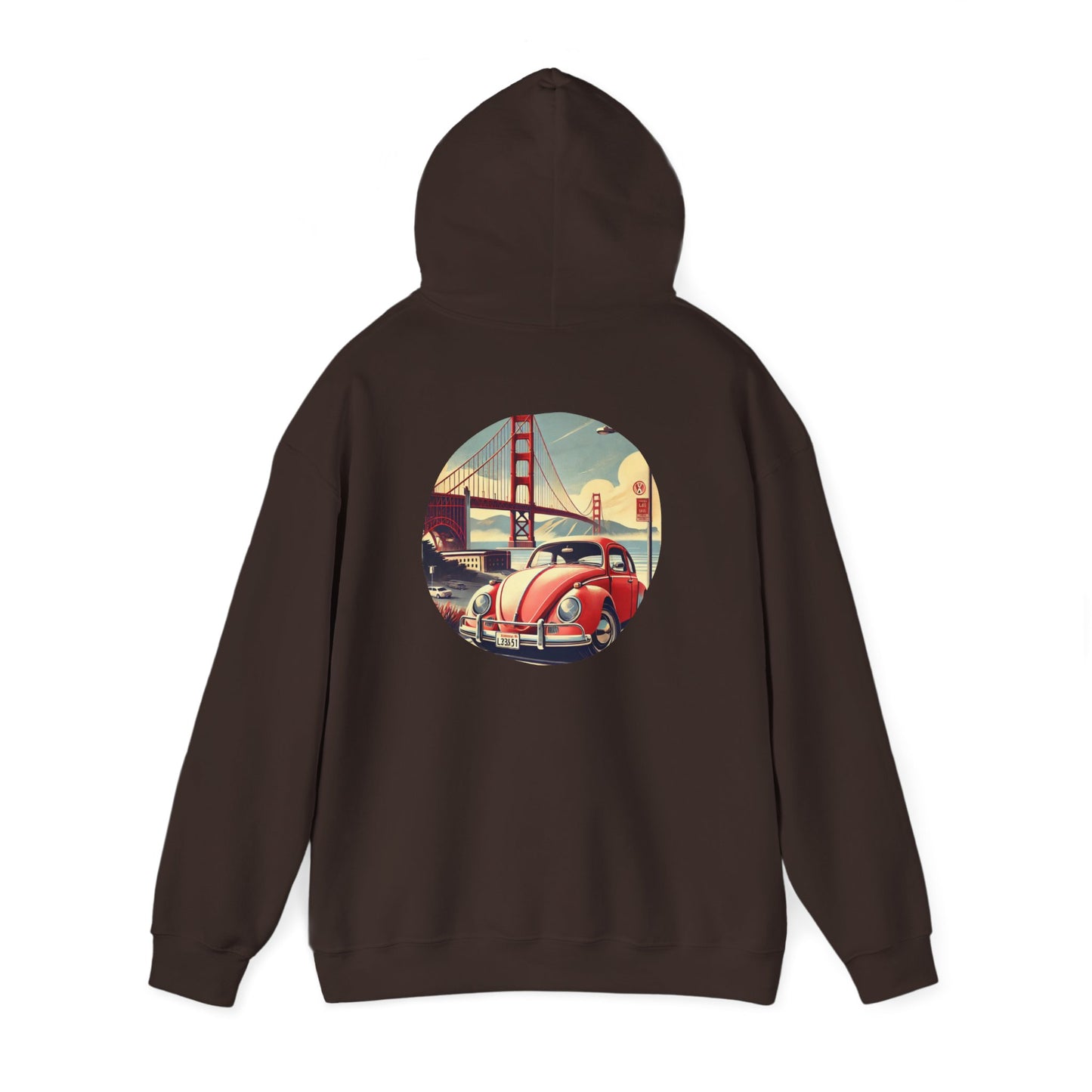 Golden Gate Cruiser VW Sweatshirt, Vintage San Francisco Road Trip Style, Unisex Heavy Blend™ Hooded Sweatshirt