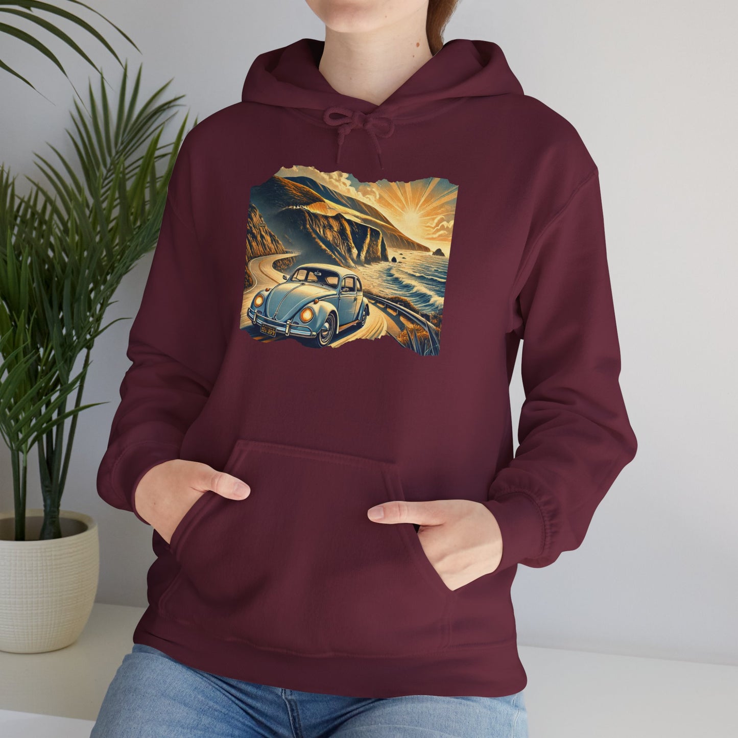 Coastal Cruise Vintage VW Hoodie, Retro California Road Trip Style, Vintage Car Adventure Hooded Sweatshirt | Cozy Unisex Hoodie | Retro Travel Gift | Road Trip Apparel | Ideal for Holidays and Celebrations