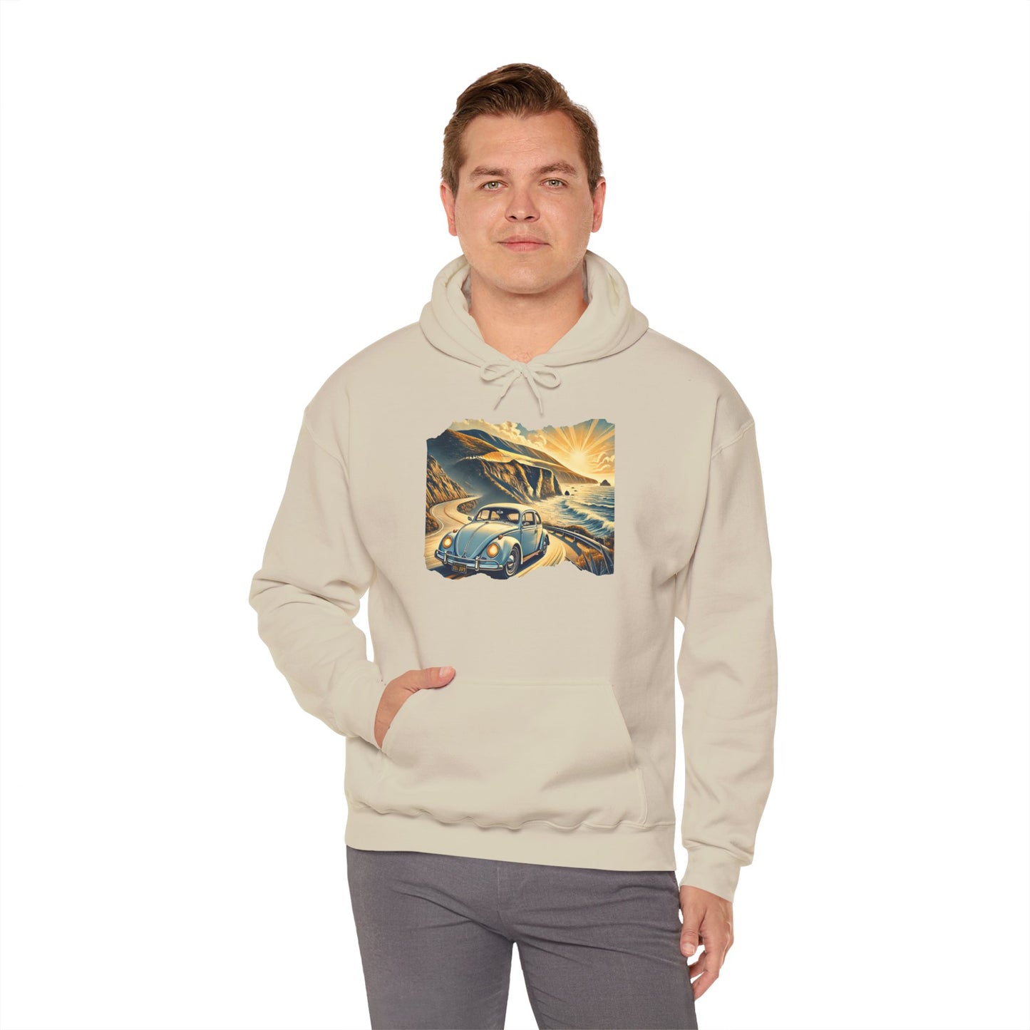 Coastal Cruise Vintage VW Hoodie, Retro California Road Trip Style, Vintage Car Adventure Hooded Sweatshirt | Cozy Unisex Hoodie | Retro Travel Gift | Road Trip Apparel | Ideal for Holidays and Celebrations
