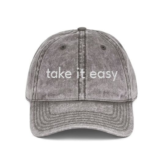 Vintage Embroidered Cap - Take It Easy, Casual Hat for Relaxed Style, Gift for Dads, Summer Accessory, Outdoor-Ready Headwear