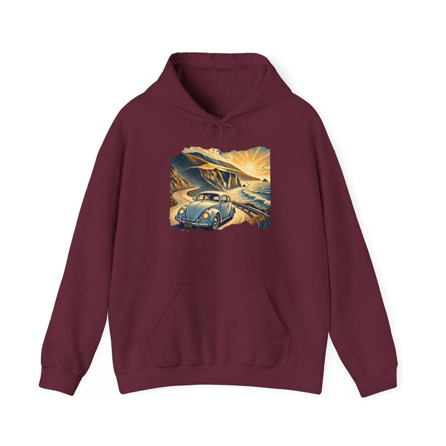 Coastal Cruise Vintage VW Hoodie, Retro California Road Trip Style, Vintage Car Adventure Hooded Sweatshirt | Cozy Unisex Hoodie | Retro Travel Gift | Road Trip Apparel | Ideal for Holidays and Celebrations