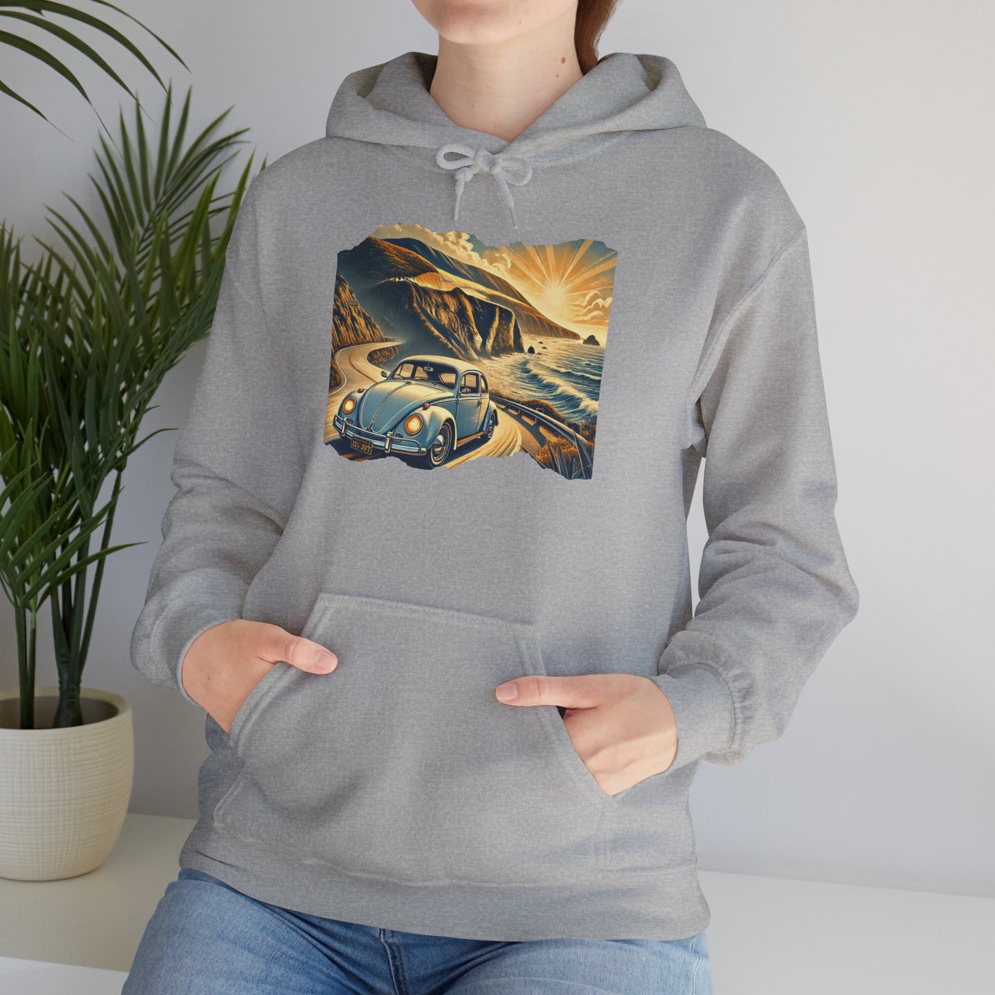 Coastal Cruise Vintage VW Hoodie, Retro California Road Trip Style, Vintage Car Adventure Hooded Sweatshirt | Cozy Unisex Hoodie | Retro Travel Gift | Road Trip Apparel | Ideal for Holidays and Celebrations