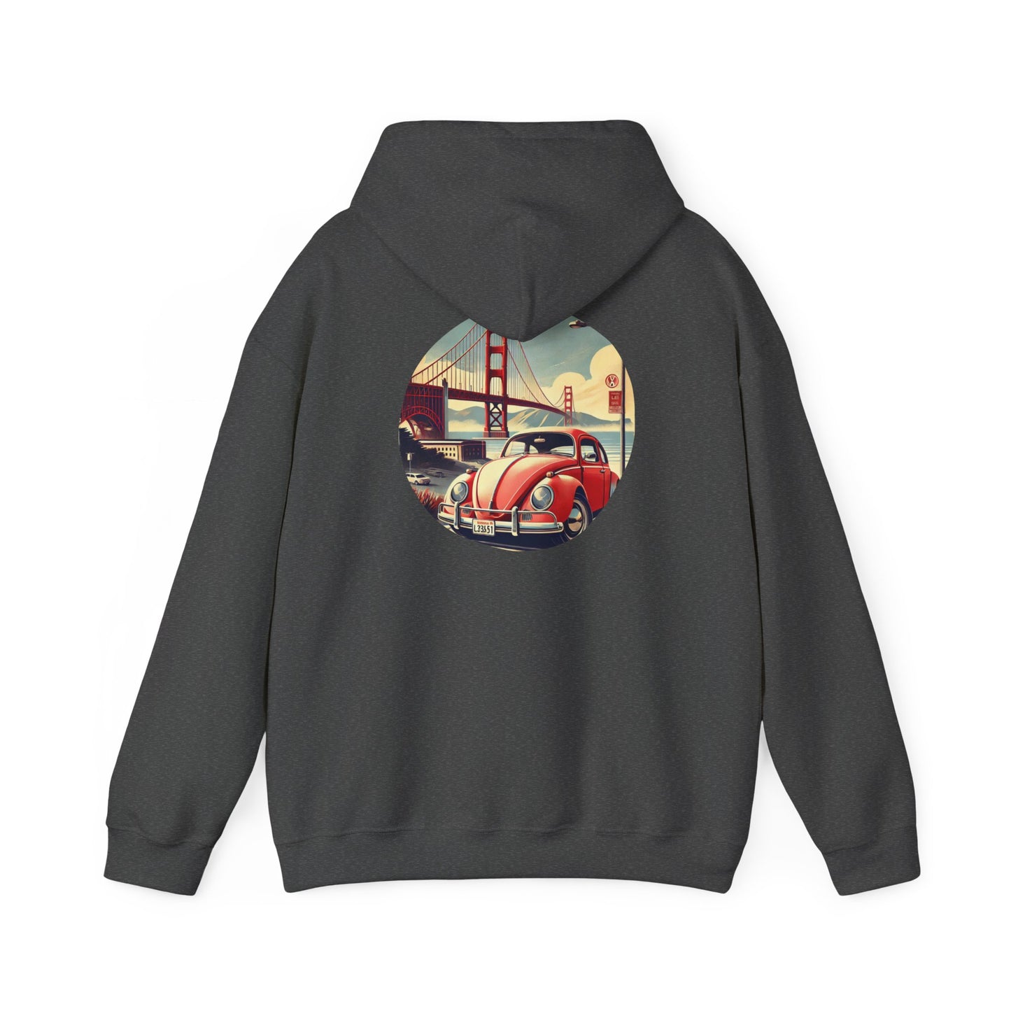 Golden Gate Cruiser VW Sweatshirt, Vintage San Francisco Road Trip Style, Unisex Heavy Blend™ Hooded Sweatshirt