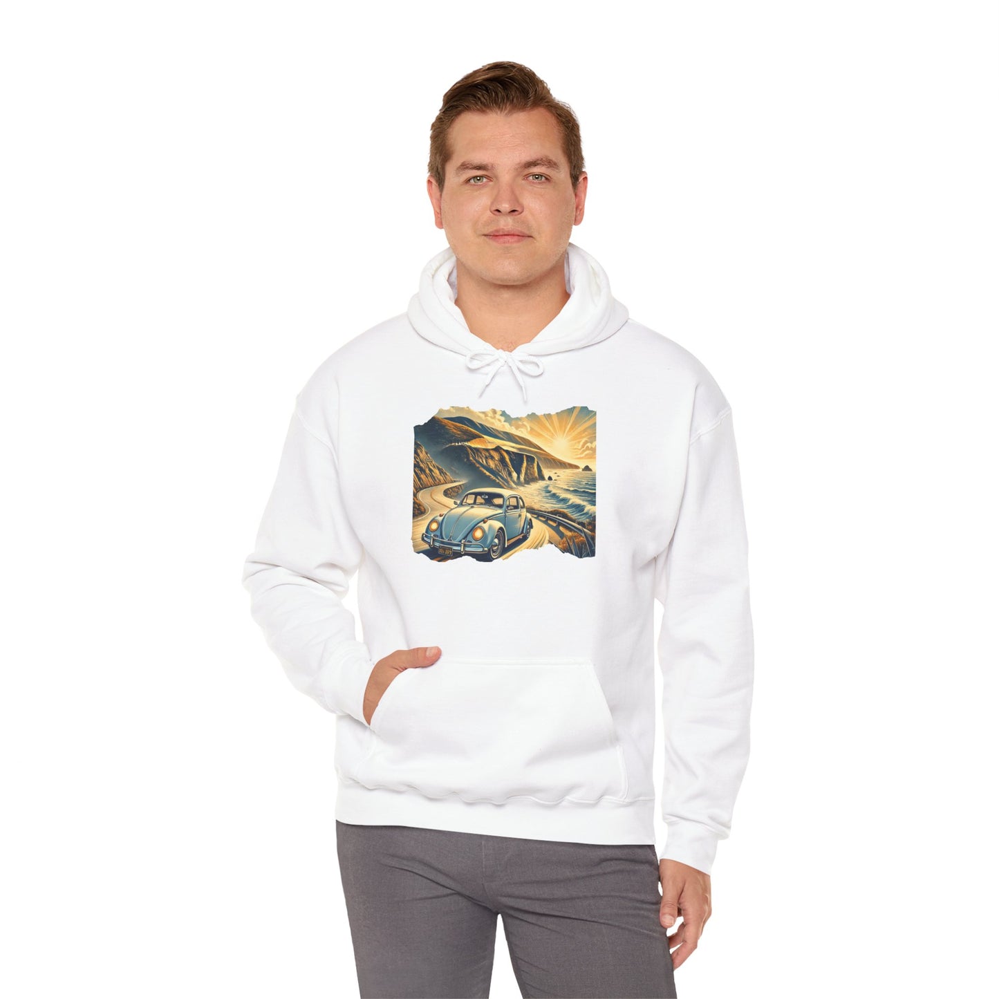 Coastal Cruise Vintage VW Hoodie, Retro California Road Trip Style, Vintage Car Adventure Hooded Sweatshirt | Cozy Unisex Hoodie | Retro Travel Gift | Road Trip Apparel | Ideal for Holidays and Celebrations