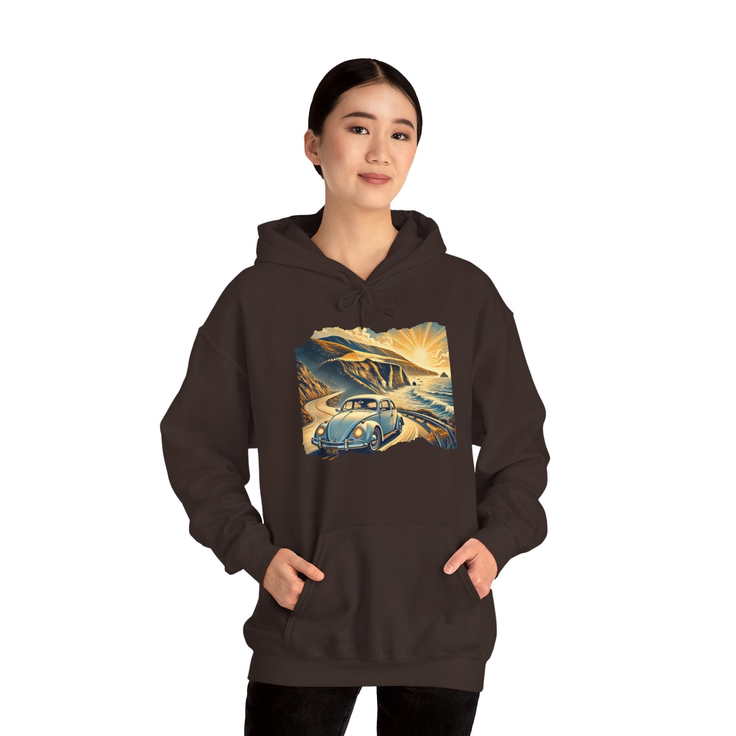 Coastal Cruise Vintage VW Hoodie, Retro California Road Trip Style, Vintage Car Adventure Hooded Sweatshirt | Cozy Unisex Hoodie | Retro Travel Gift | Road Trip Apparel | Ideal for Holidays and Celebrations