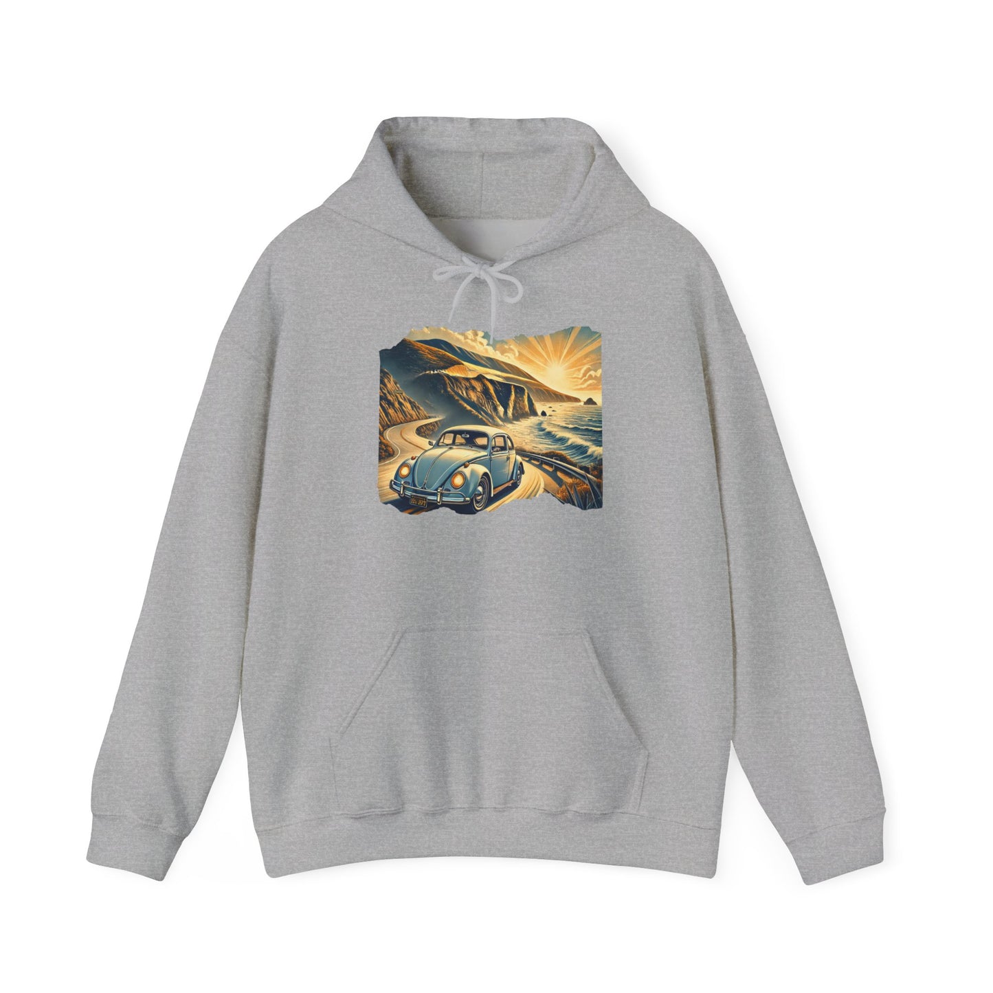 Coastal Cruise Vintage VW Hoodie, Retro California Road Trip Style, Vintage Car Adventure Hooded Sweatshirt | Cozy Unisex Hoodie | Retro Travel Gift | Road Trip Apparel | Ideal for Holidays and Celebrations