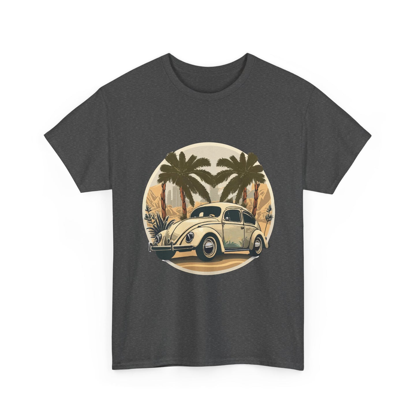 “Desert Palms Drive” Vintage VW T-shirt, Retro California Cruiser Design, Retro Car Art, Unisex Heavy Cotton Tee