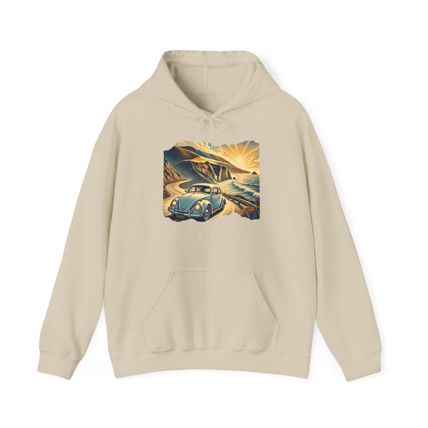 Coastal Cruise Vintage VW Hoodie, Retro California Road Trip Style, Vintage Car Adventure Hooded Sweatshirt | Cozy Unisex Hoodie | Retro Travel Gift | Road Trip Apparel | Ideal for Holidays and Celebrations