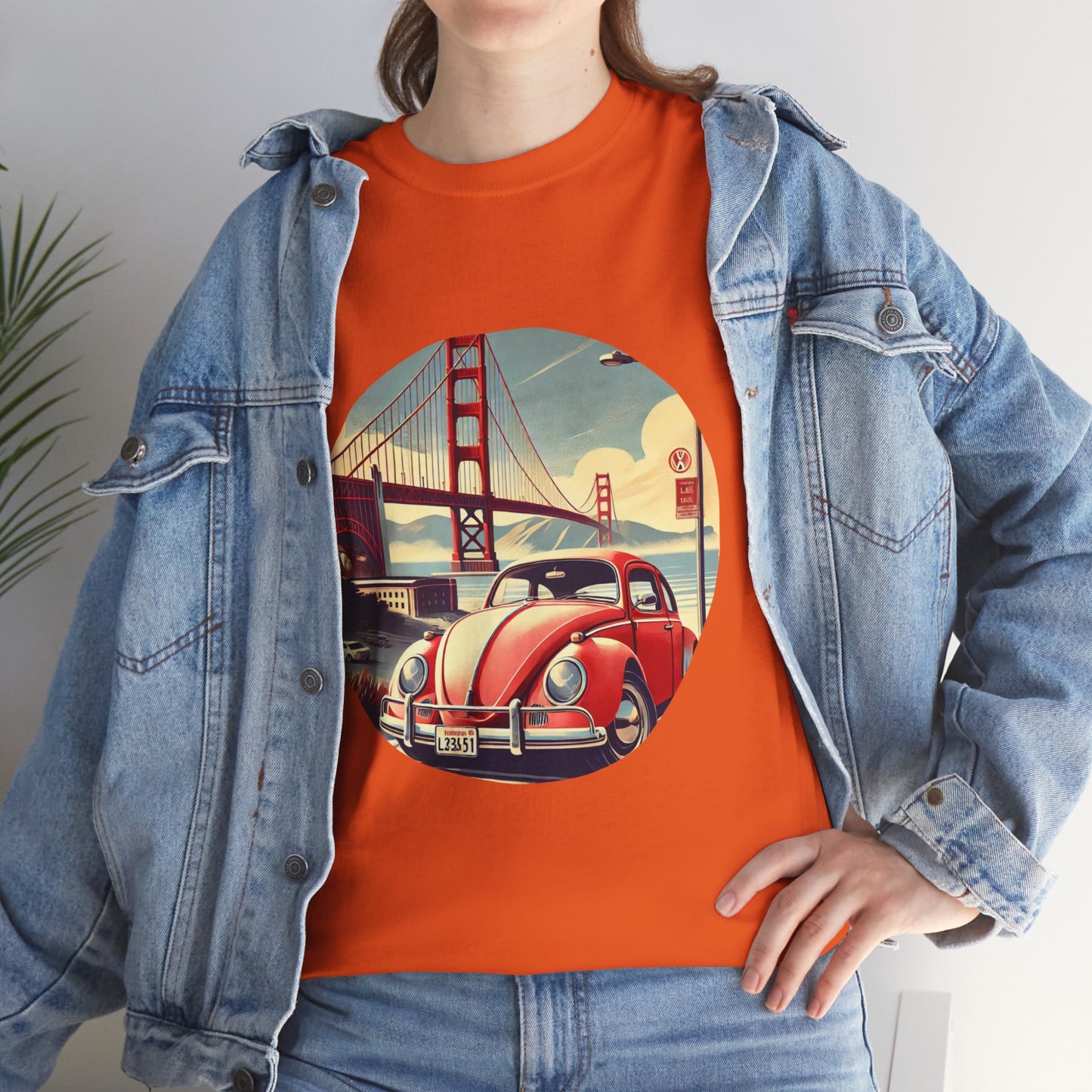 Golden Gate Cruiser VW T-Shirt, Retro San Francisco Vintage Car Design, Retro Car Vibes Unisex Heavy Cotton Tee, Graphic Tee, Vintage T-Shirt, Casual Wear, Gift for Car Lovers