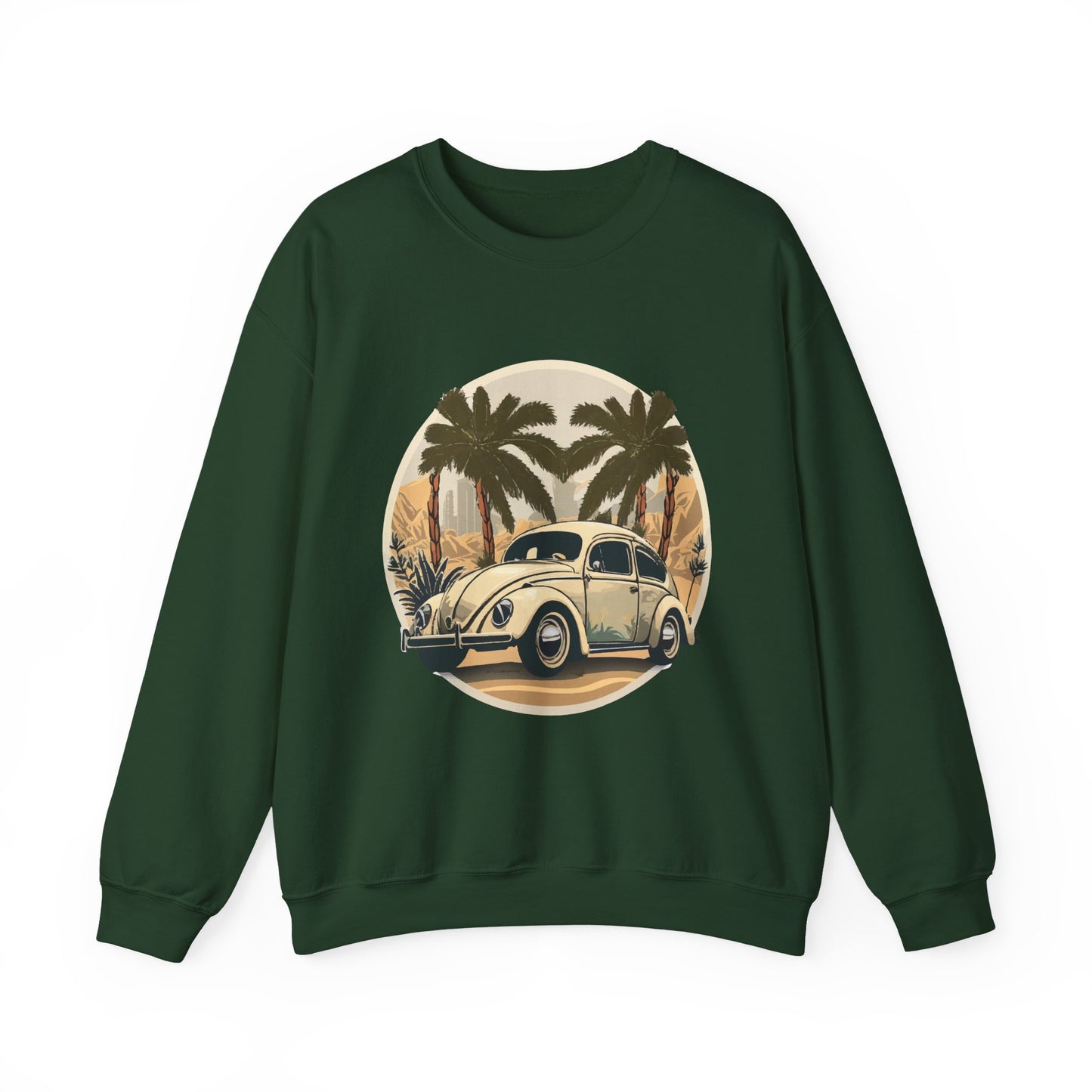 “Desert Palms Drive” Vintage VW Sweatshirt, Retro California Cruiser Design, Vintage Car Crewneck Sweatshirt, Retro Sweatshirt, Unisex Sweatshirt, Palm Tree Graphic, Casual Wear for Road Trips