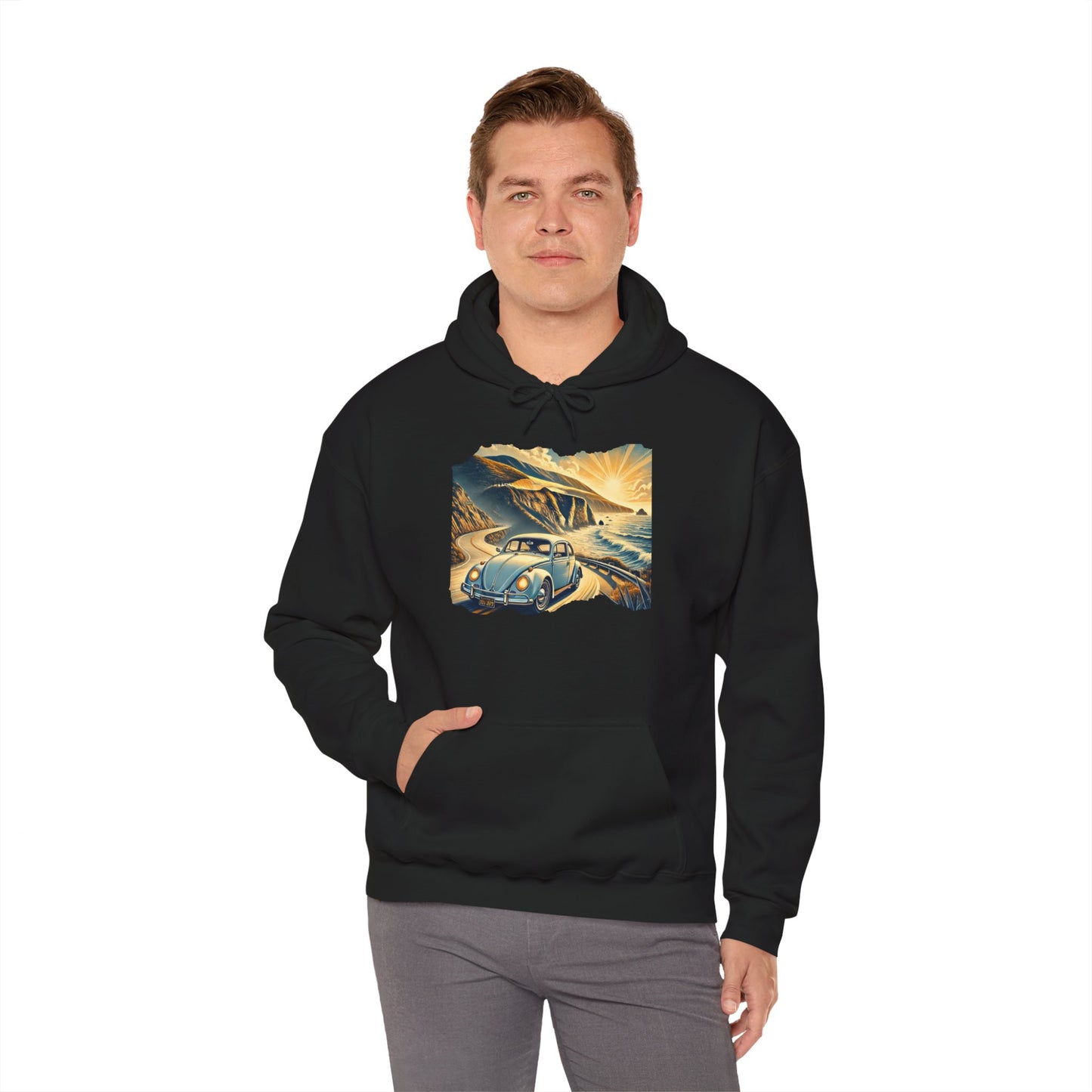 Coastal Cruise Vintage VW Hoodie, Retro California Road Trip Style, Vintage Car Adventure Hooded Sweatshirt | Cozy Unisex Hoodie | Retro Travel Gift | Road Trip Apparel | Ideal for Holidays and Celebrations