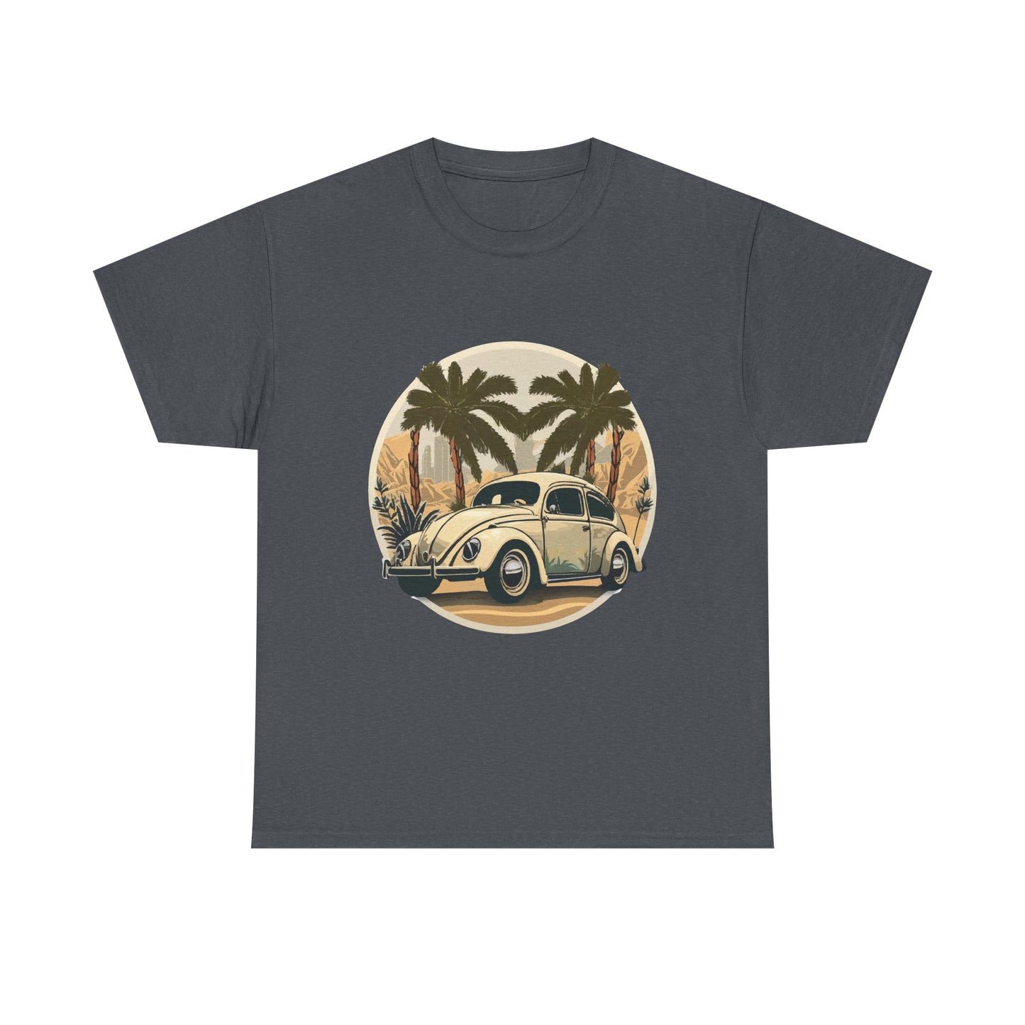 “Desert Palms Drive” Vintage VW T-shirt, Retro California Cruiser Design, Retro Car Art, Unisex Heavy Cotton Tee