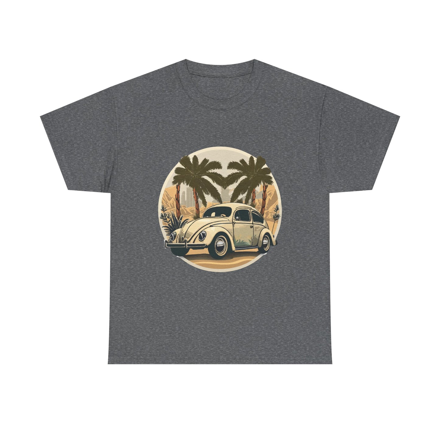 “Desert Palms Drive” Vintage VW T-shirt, Retro California Cruiser Design, Retro Car Art, Unisex Heavy Cotton Tee