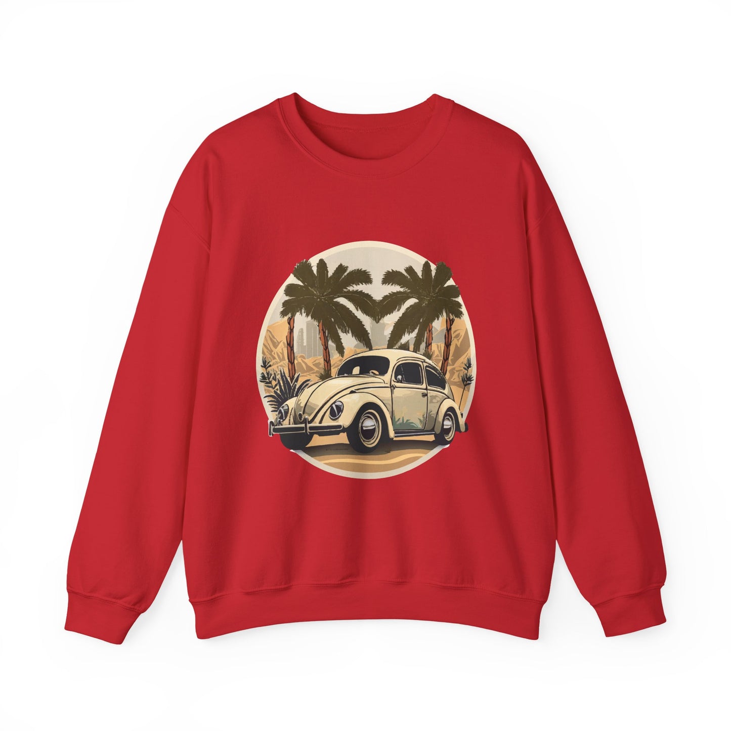 “Desert Palms Drive” Vintage VW Sweatshirt, Retro California Cruiser Design, Vintage Car Crewneck Sweatshirt, Retro Sweatshirt, Unisex Sweatshirt, Palm Tree Graphic, Casual Wear for Road Trips