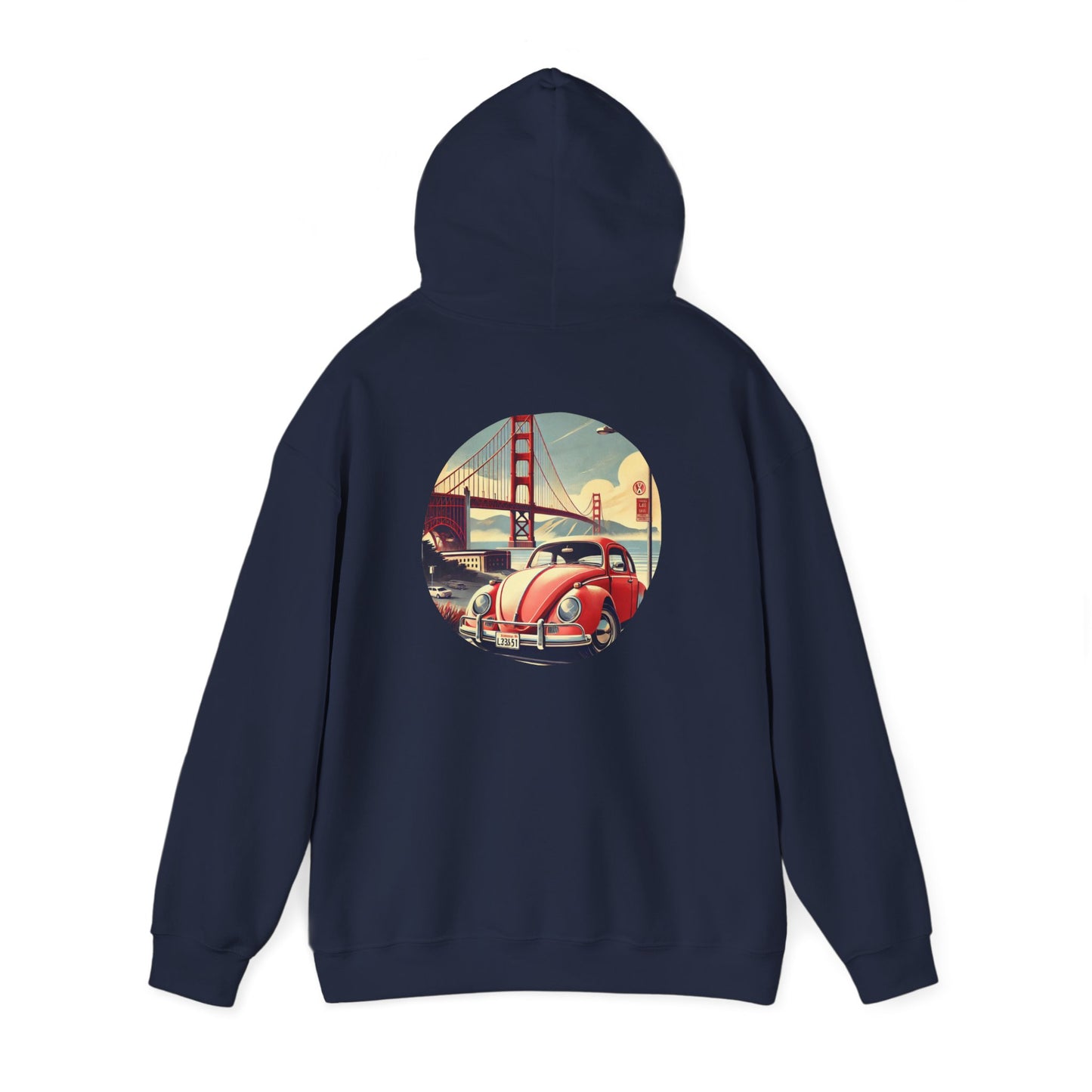 Golden Gate Cruiser VW Sweatshirt, Vintage San Francisco Road Trip Style, Unisex Heavy Blend™ Hooded Sweatshirt