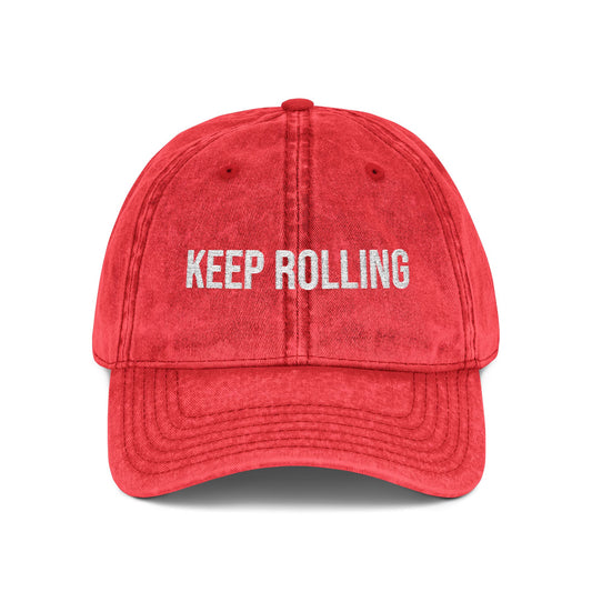 "Keep Rolling" Vintage Embroidered Cap, Casual Sun Protection, Gifts for Outdoors, Trendy Accessories, Everyday Wear