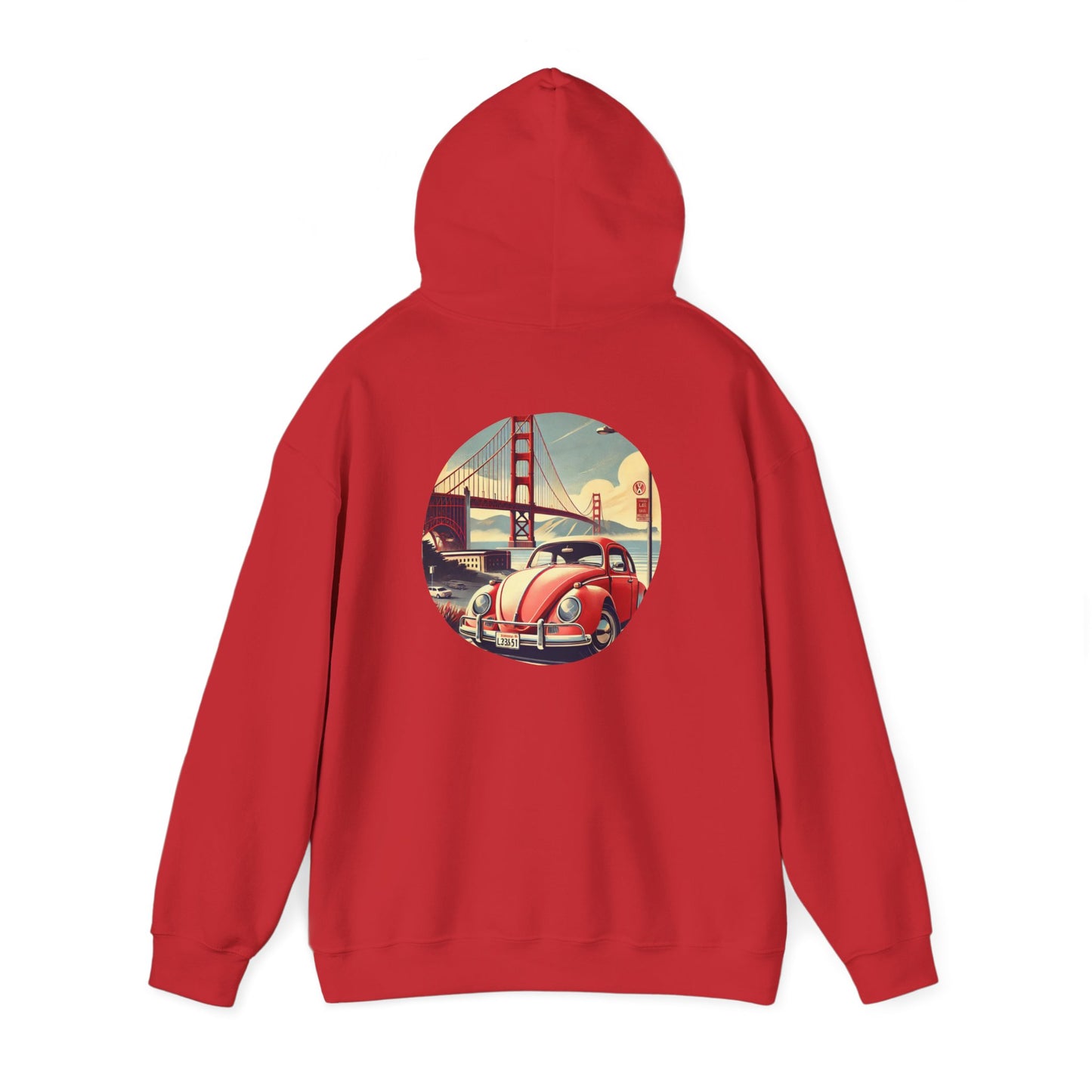 Golden Gate Cruiser VW Sweatshirt, Vintage San Francisco Road Trip Style, Unisex Heavy Blend™ Hooded Sweatshirt