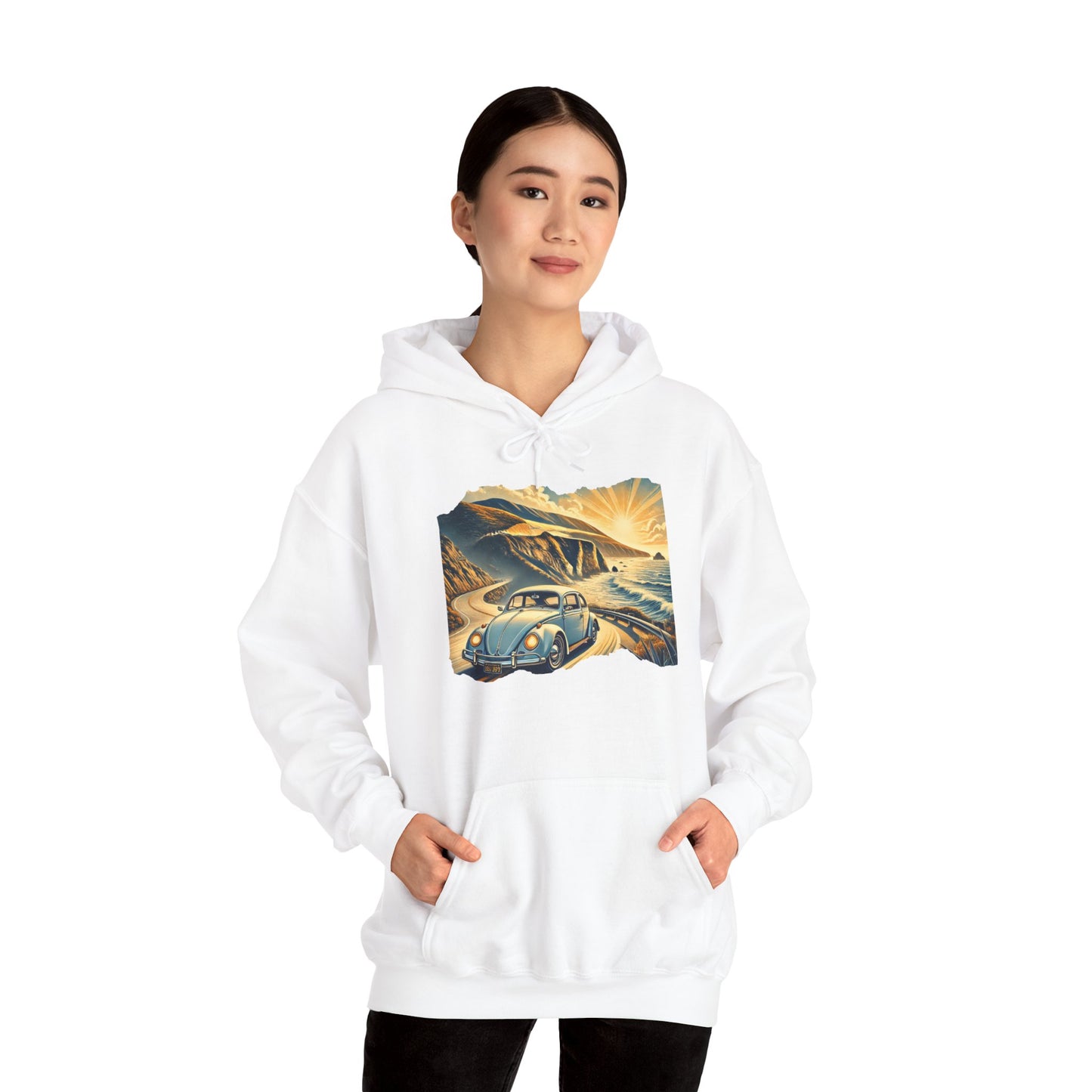 Coastal Cruise Vintage VW Hoodie, Retro California Road Trip Style, Vintage Car Adventure Hooded Sweatshirt | Cozy Unisex Hoodie | Retro Travel Gift | Road Trip Apparel | Ideal for Holidays and Celebrations