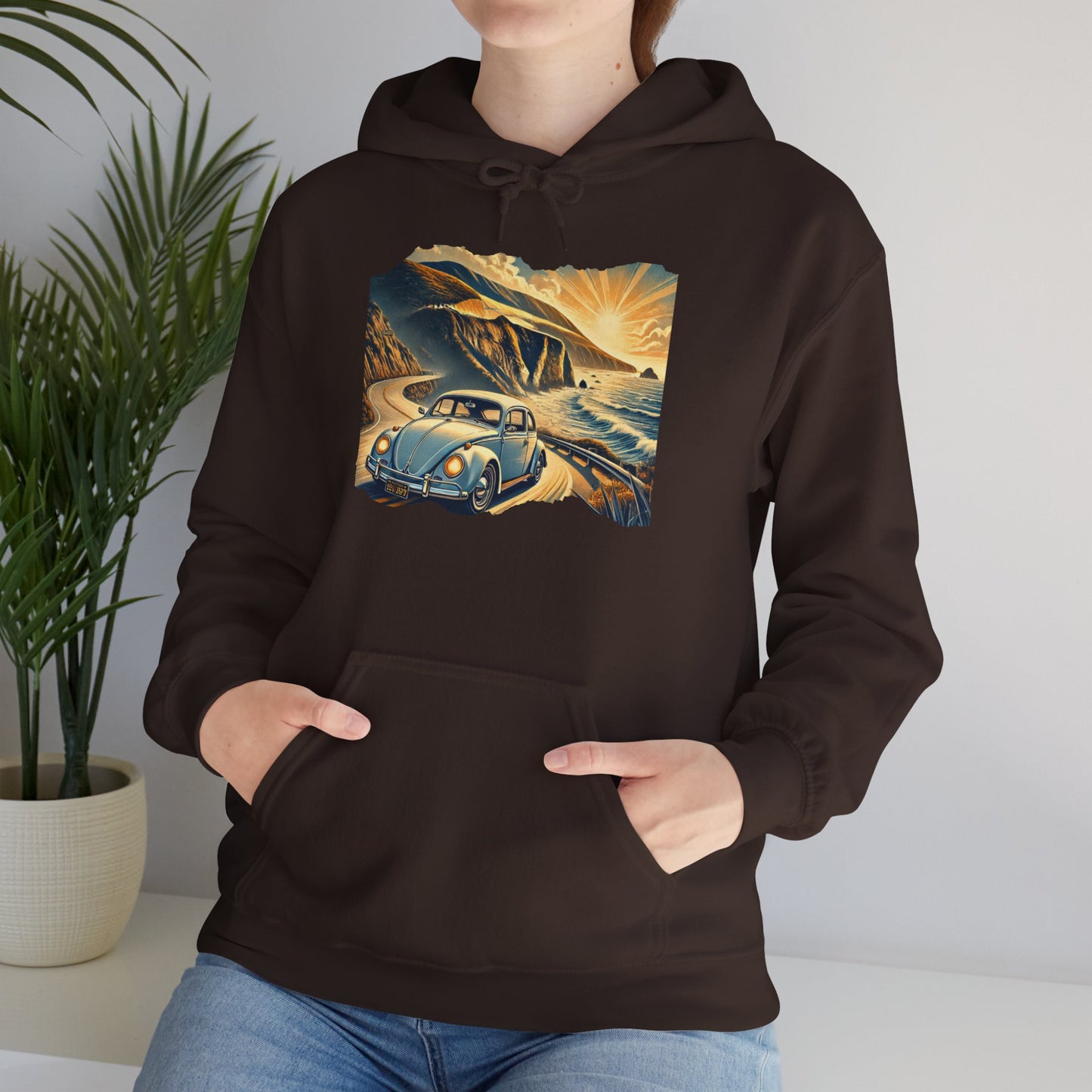 Coastal Cruise Vintage VW Hoodie, Retro California Road Trip Style, Vintage Car Adventure Hooded Sweatshirt | Cozy Unisex Hoodie | Retro Travel Gift | Road Trip Apparel | Ideal for Holidays and Celebrations