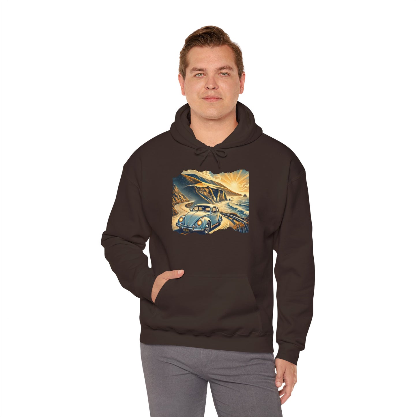 Coastal Cruise Vintage VW Hoodie, Retro California Road Trip Style, Vintage Car Adventure Hooded Sweatshirt | Cozy Unisex Hoodie | Retro Travel Gift | Road Trip Apparel | Ideal for Holidays and Celebrations
