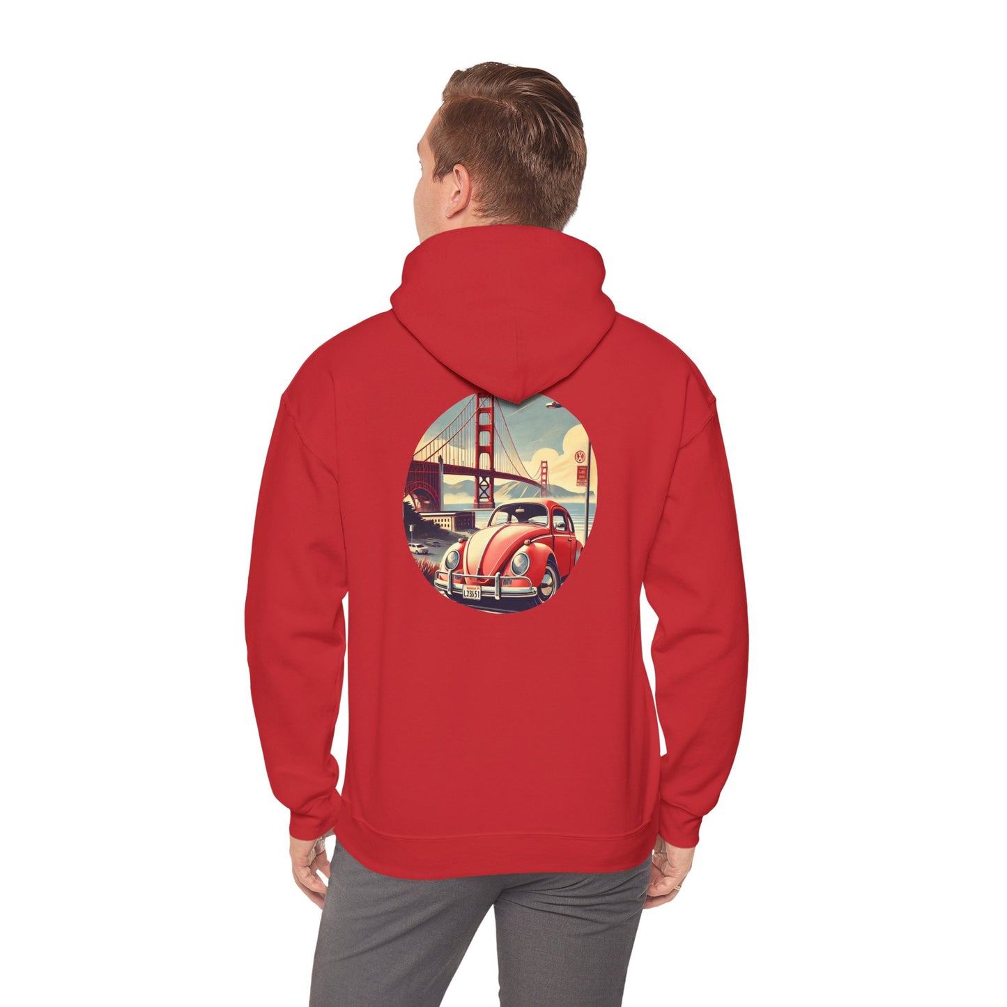 Golden Gate Cruiser VW Sweatshirt, Vintage San Francisco Road Trip Style, Unisex Heavy Blend™ Hooded Sweatshirt