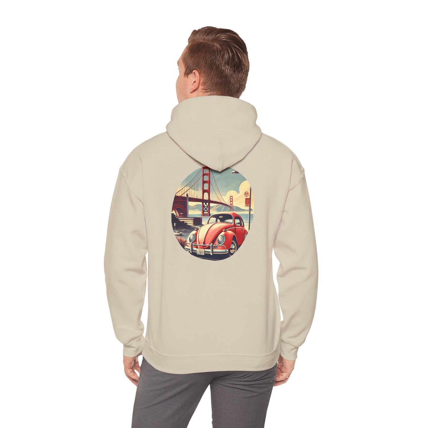 Golden Gate Cruiser VW Sweatshirt, Vintage San Francisco Road Trip Style, Unisex Heavy Blend™ Hooded Sweatshirt