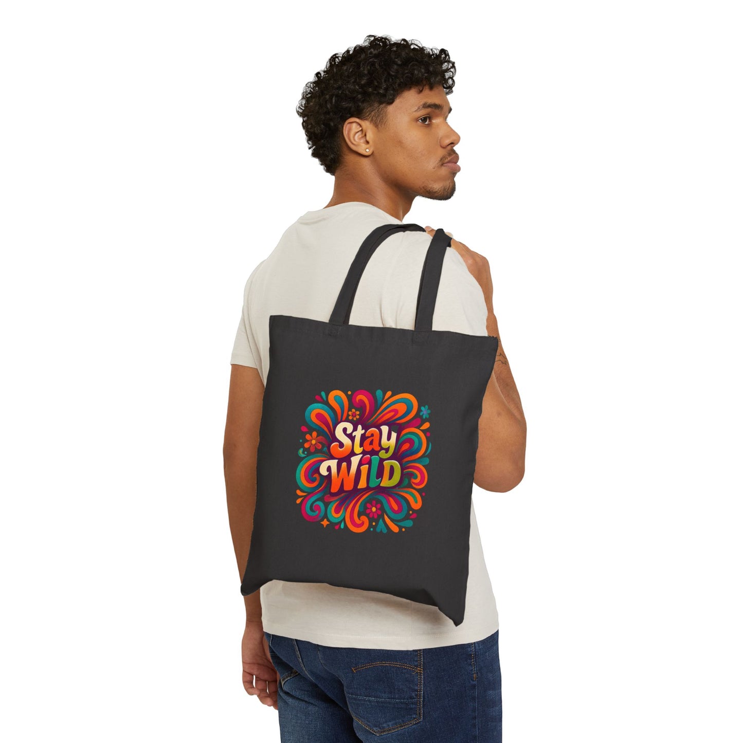Stay Wild Retro Tote Bag Cotton Canvas Tote Bag