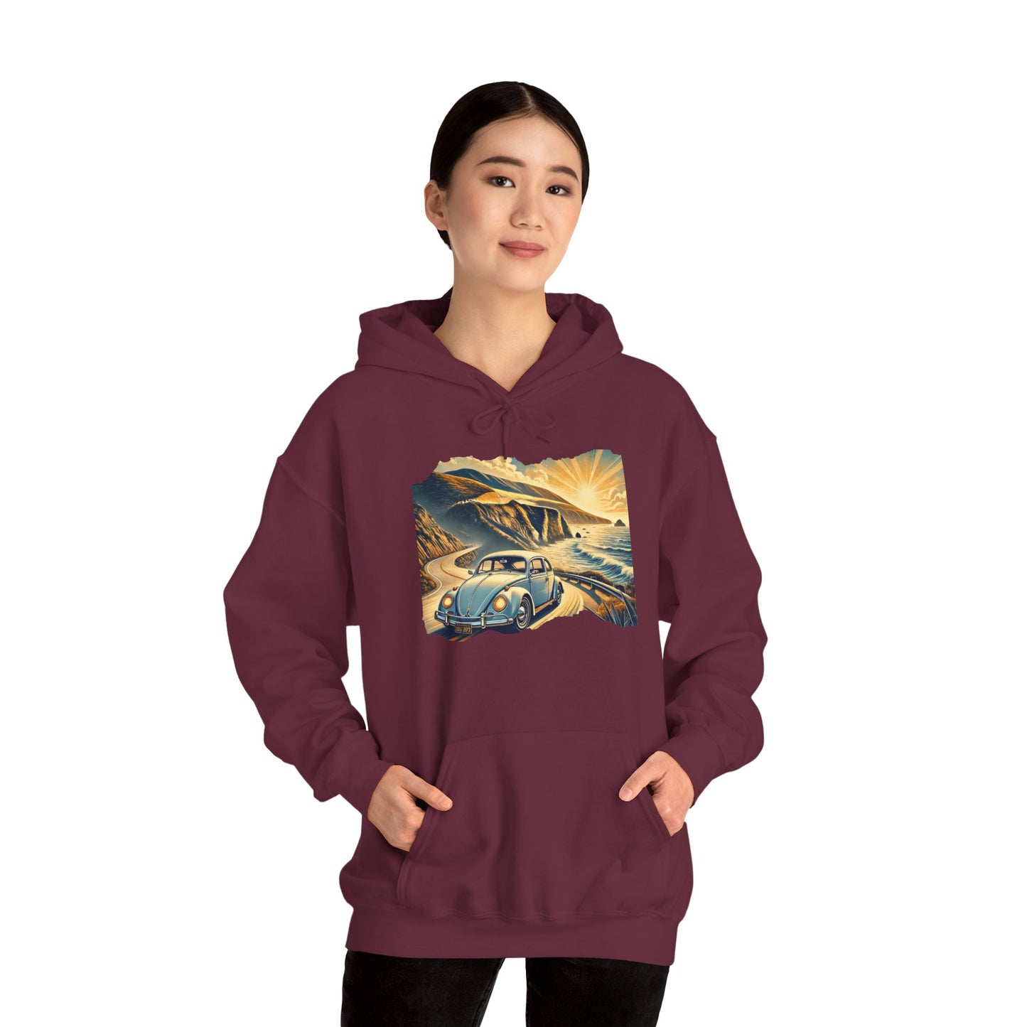 Coastal Cruise Vintage VW Hoodie, Retro California Road Trip Style, Vintage Car Adventure Hooded Sweatshirt | Cozy Unisex Hoodie | Retro Travel Gift | Road Trip Apparel | Ideal for Holidays and Celebrations