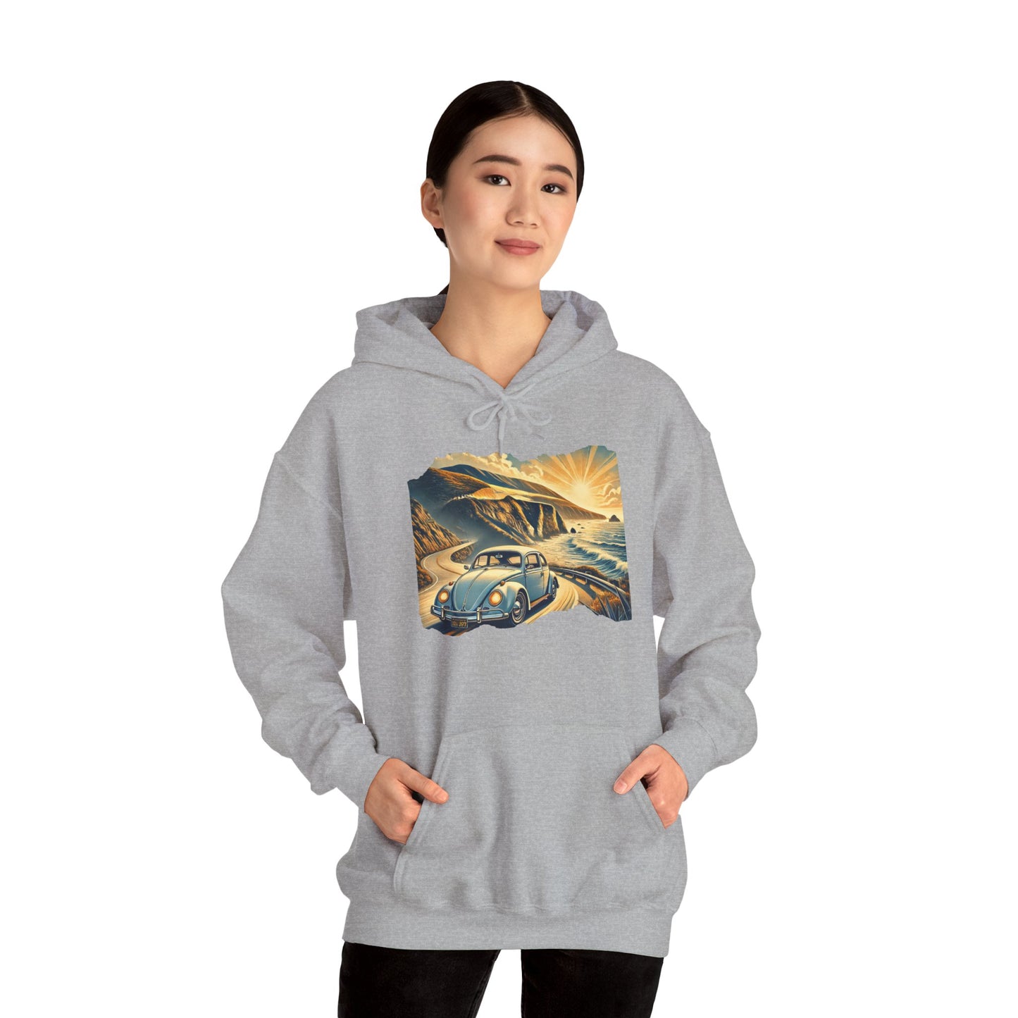 Coastal Cruise Vintage VW Hoodie, Retro California Road Trip Style, Vintage Car Adventure Hooded Sweatshirt | Cozy Unisex Hoodie | Retro Travel Gift | Road Trip Apparel | Ideal for Holidays and Celebrations