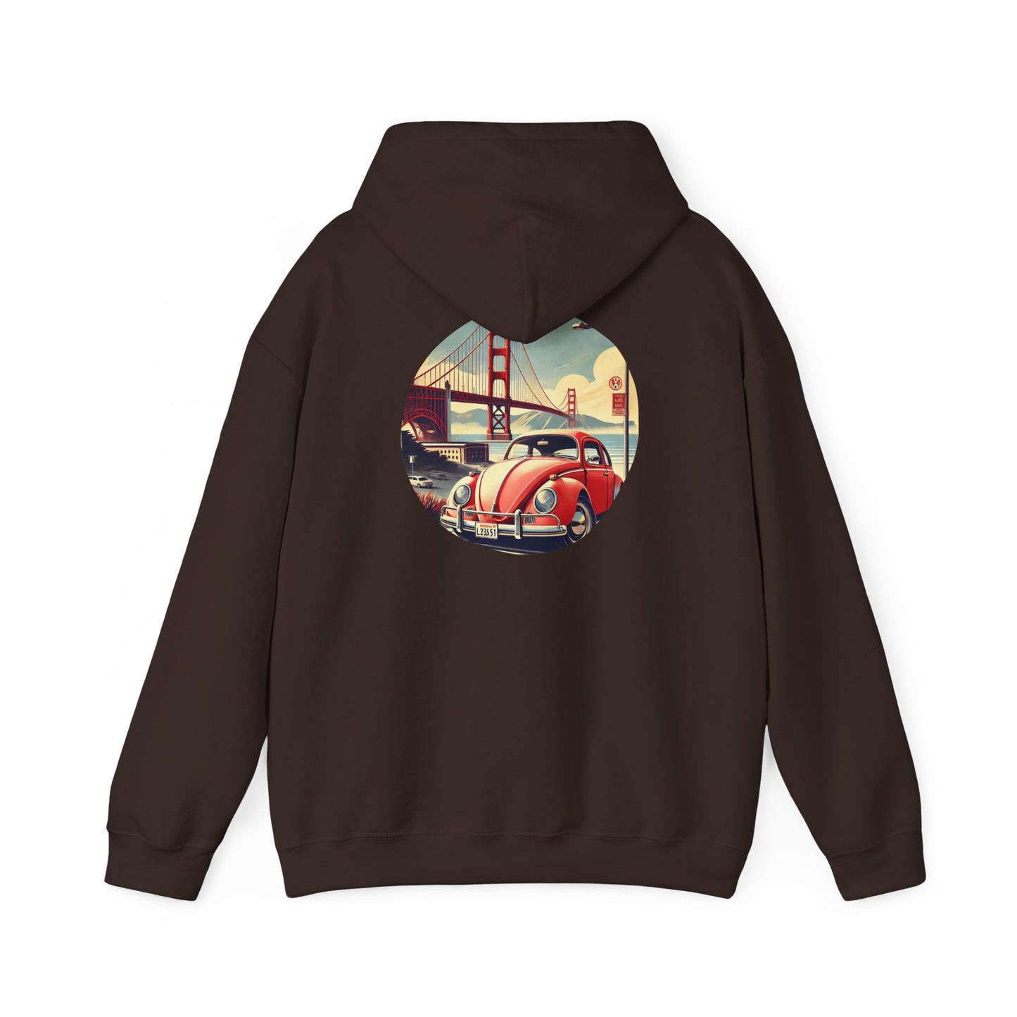 Golden Gate Cruiser VW Sweatshirt, Vintage San Francisco Road Trip Style, Unisex Heavy Blend™ Hooded Sweatshirt