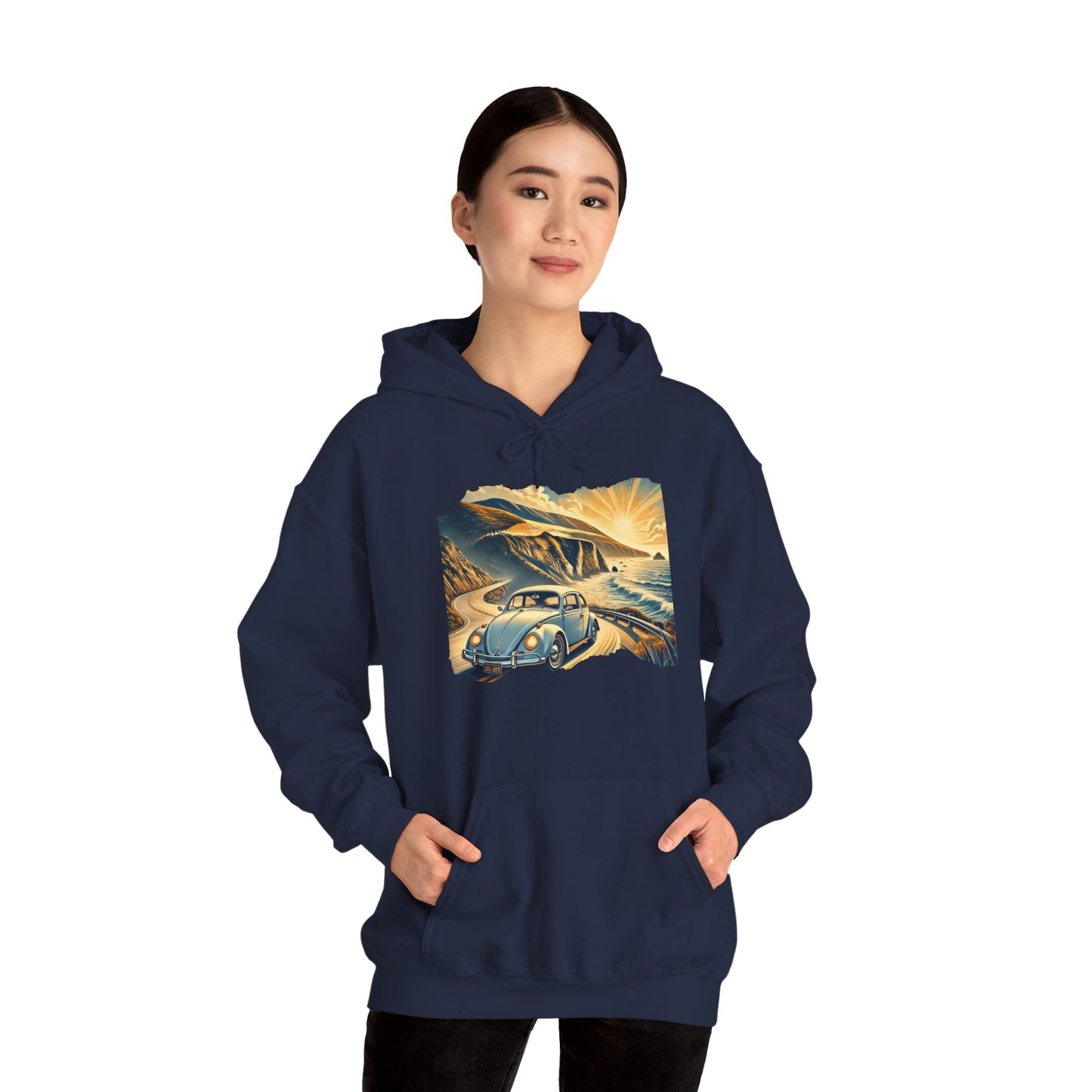 Coastal Cruise Vintage VW Hoodie, Retro California Road Trip Style, Vintage Car Adventure Hooded Sweatshirt | Cozy Unisex Hoodie | Retro Travel Gift | Road Trip Apparel | Ideal for Holidays and Celebrations