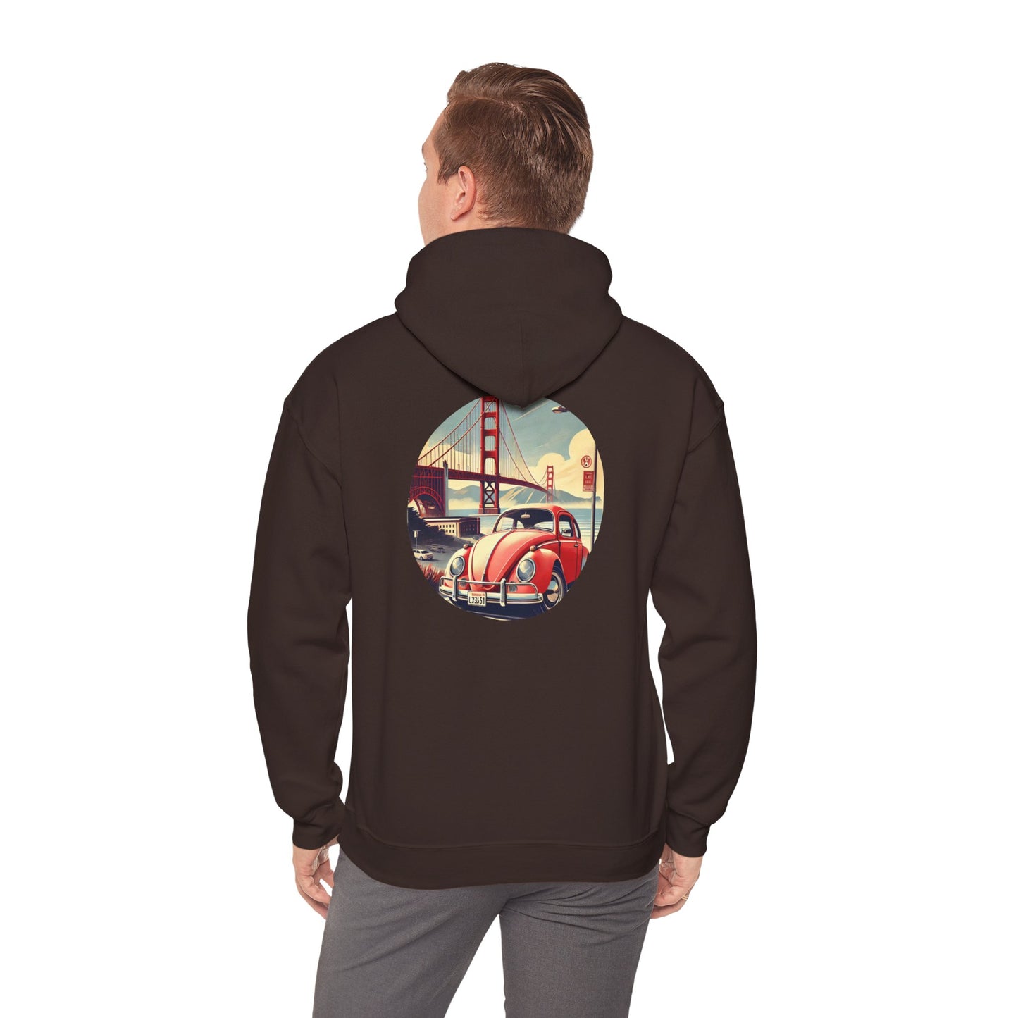 Golden Gate Cruiser VW Sweatshirt, Vintage San Francisco Road Trip Style, Unisex Heavy Blend™ Hooded Sweatshirt