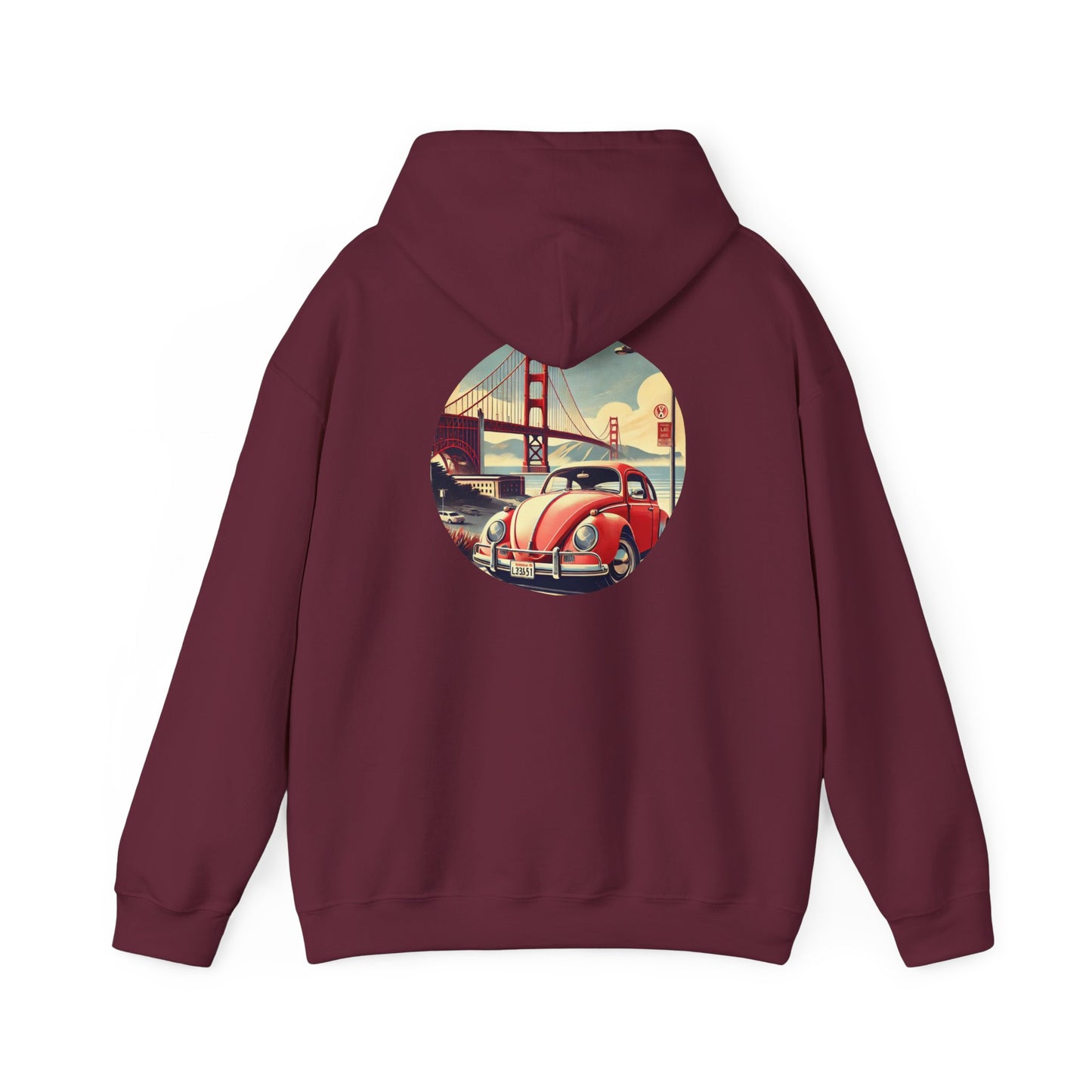 Golden Gate Cruiser VW Sweatshirt, Vintage San Francisco Road Trip Style, Unisex Heavy Blend™ Hooded Sweatshirt