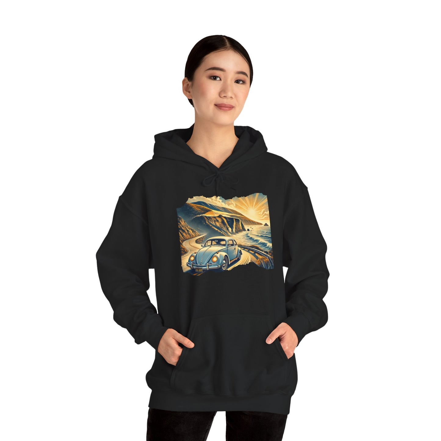 Coastal Cruise Vintage VW Hoodie, Retro California Road Trip Style, Vintage Car Adventure Hooded Sweatshirt | Cozy Unisex Hoodie | Retro Travel Gift | Road Trip Apparel | Ideal for Holidays and Celebrations