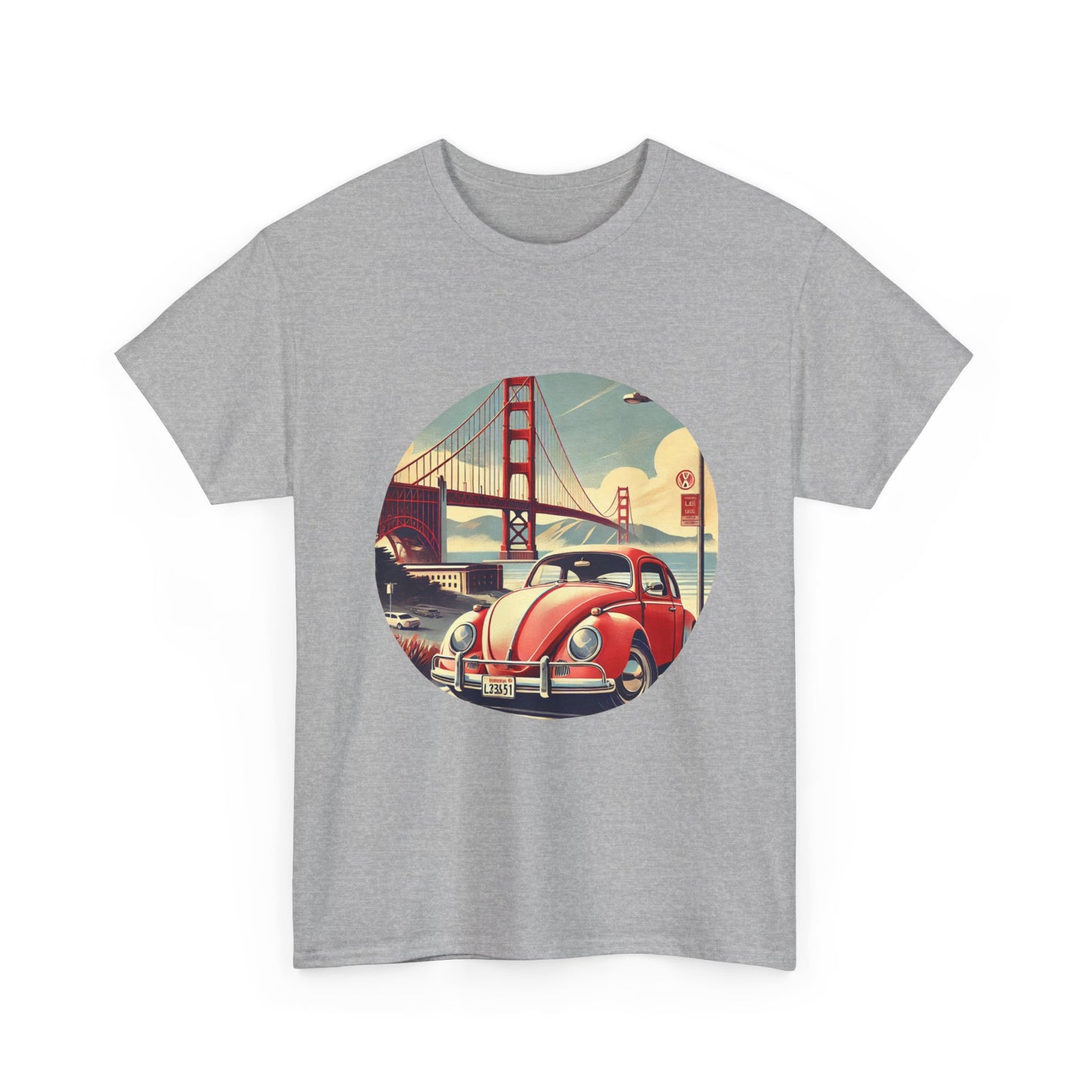 Golden Gate Cruiser VW T-Shirt, Retro San Francisco Vintage Car Design, Retro Car Vibes Unisex Heavy Cotton Tee, Graphic Tee, Vintage T-Shirt, Casual Wear, Gift for Car Lovers