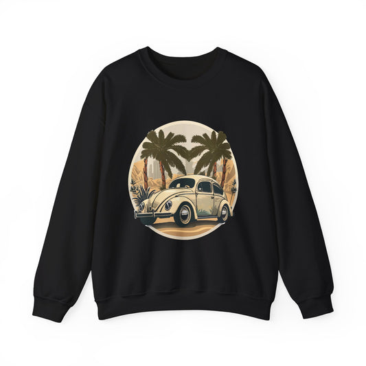 “Desert Palms Drive” Vintage VW Sweatshirt, Retro California Cruiser Design, Vintage Car Crewneck Sweatshirt, Retro Sweatshirt, Unisex Sweatshirt, Palm Tree Graphic, Casual Wear for Road Trips