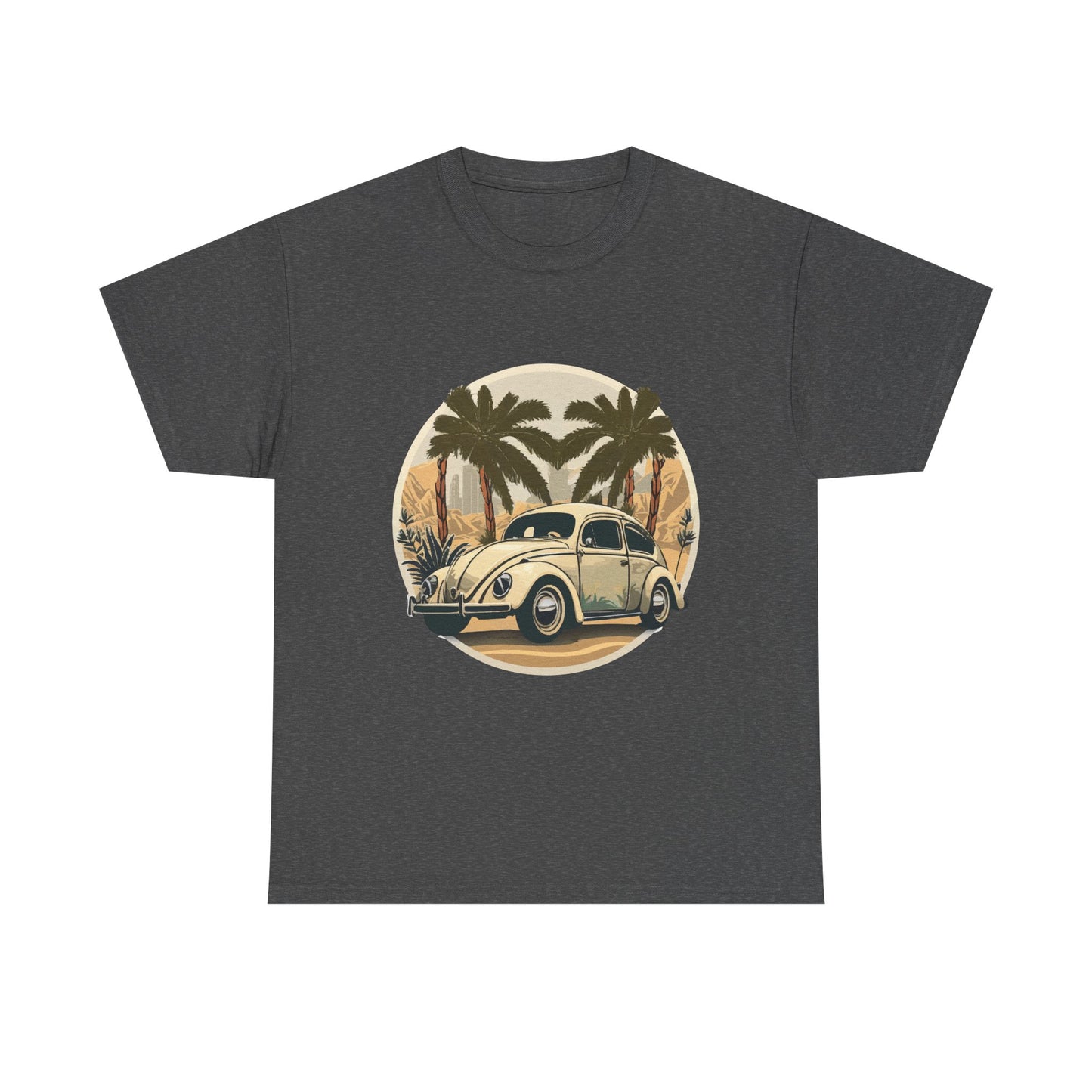 “Desert Palms Drive” Vintage VW T-shirt, Retro California Cruiser Design, Retro Car Art, Unisex Heavy Cotton Tee