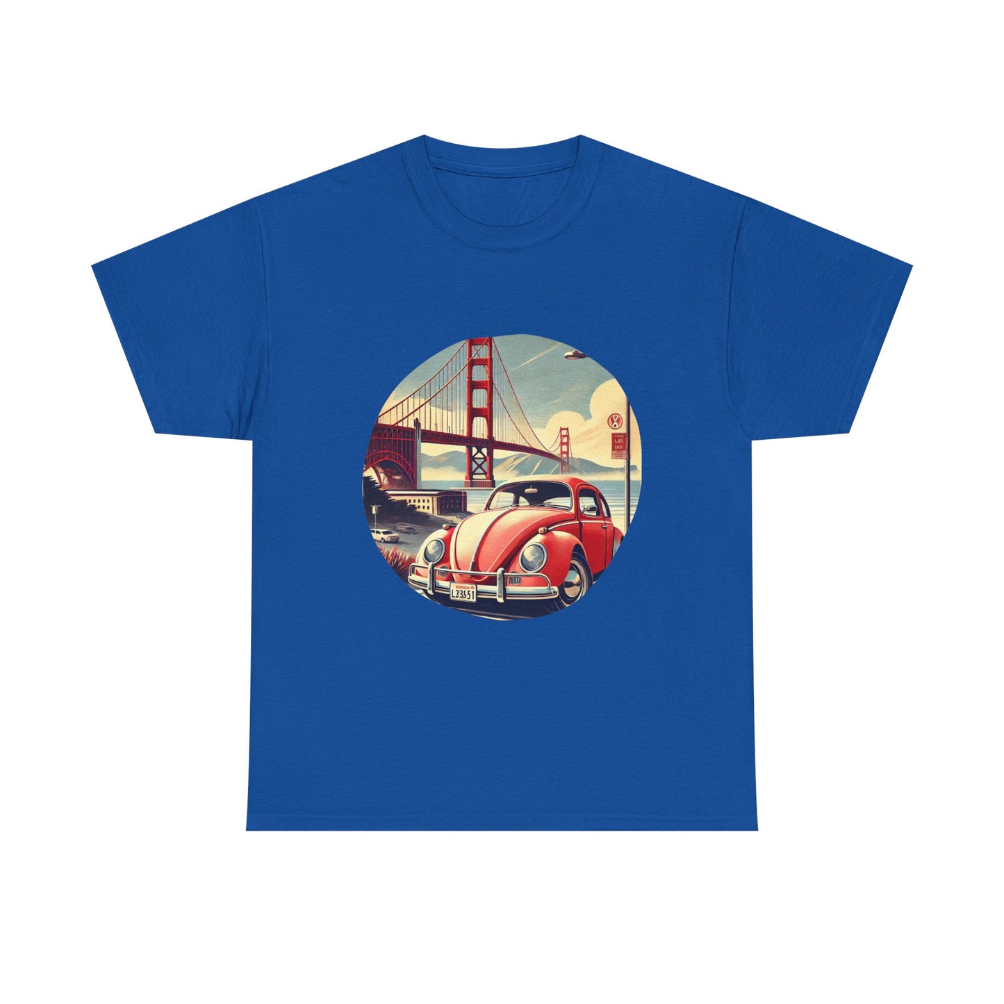 Golden Gate Cruiser VW T-Shirt, Retro San Francisco Vintage Car Design, Retro Car Vibes Unisex Heavy Cotton Tee, Graphic Tee, Vintage T-Shirt, Casual Wear, Gift for Car Lovers
