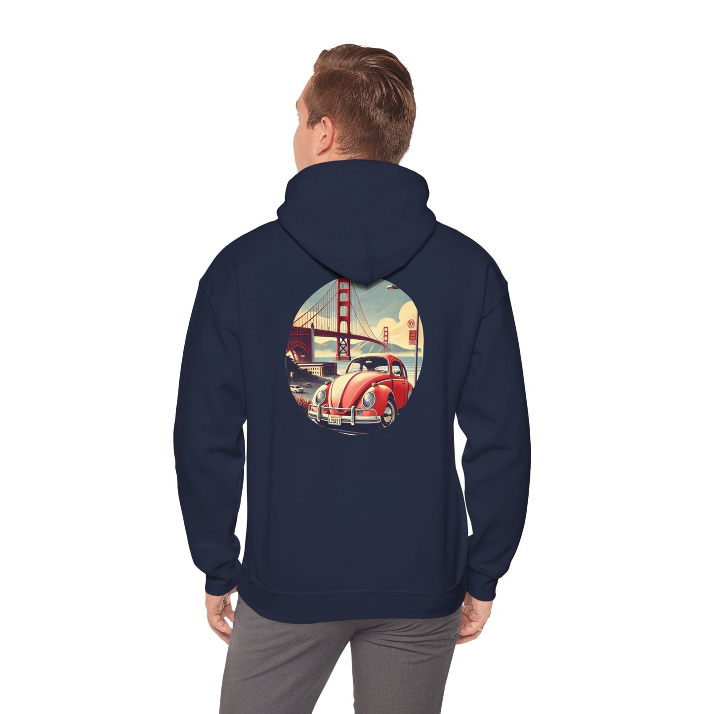 Golden Gate Cruiser VW Sweatshirt, Vintage San Francisco Road Trip Style, Unisex Heavy Blend™ Hooded Sweatshirt