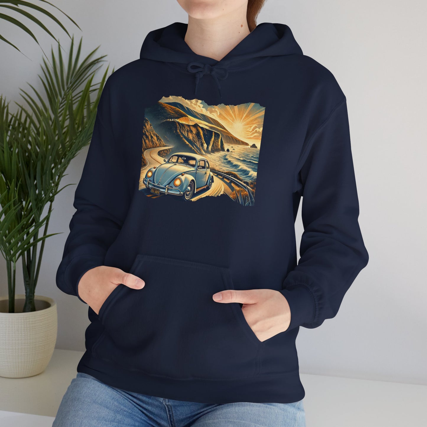 Coastal Cruise Vintage VW Hoodie, Retro California Road Trip Style, Vintage Car Adventure Hooded Sweatshirt | Cozy Unisex Hoodie | Retro Travel Gift | Road Trip Apparel | Ideal for Holidays and Celebrations