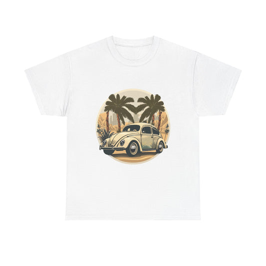 “Desert Palms Drive” Vintage VW T-shirt, Retro California Cruiser Design, Retro Car Art, Unisex Heavy Cotton Tee