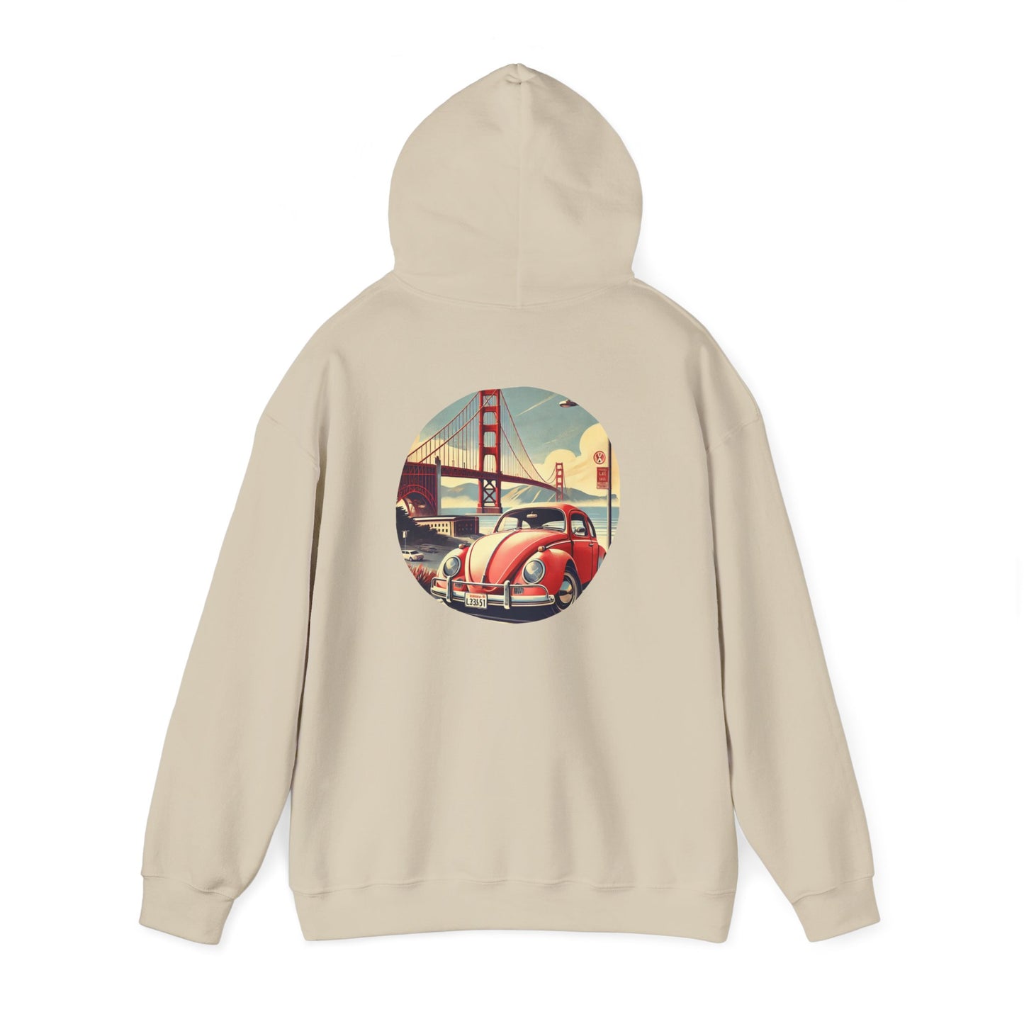 Golden Gate Cruiser VW Sweatshirt, Vintage San Francisco Road Trip Style, Unisex Heavy Blend™ Hooded Sweatshirt