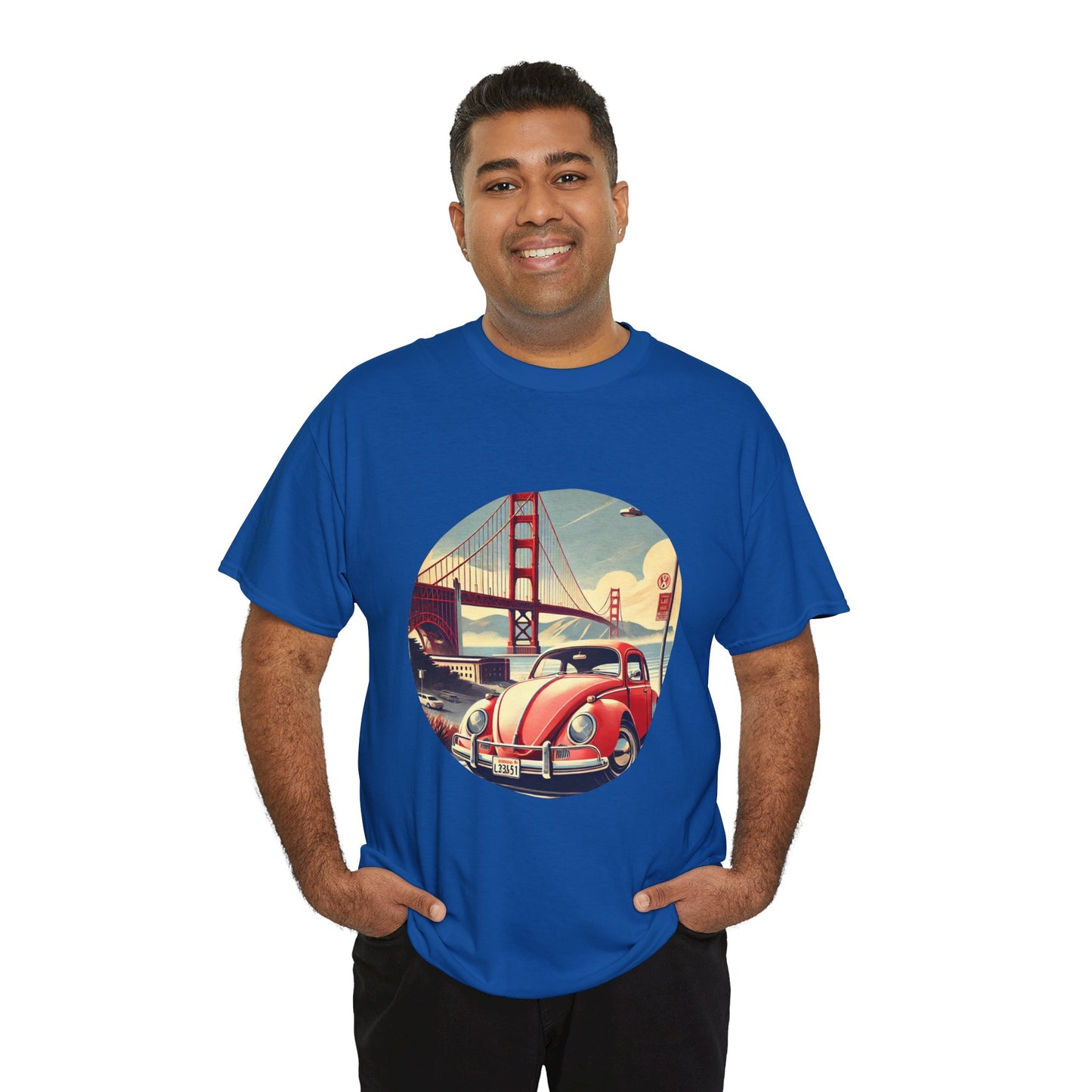 Golden Gate Cruiser VW T-Shirt, Retro San Francisco Vintage Car Design, Retro Car Vibes Unisex Heavy Cotton Tee, Graphic Tee, Vintage T-Shirt, Casual Wear, Gift for Car Lovers